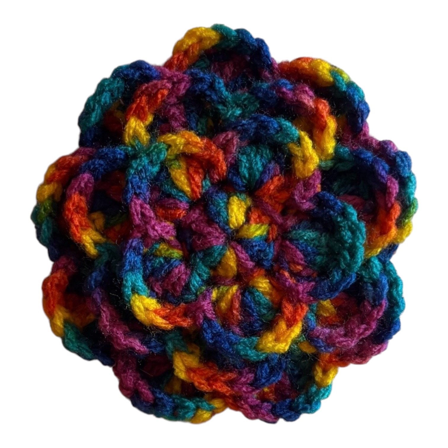 Crochet Flower Brooch 70s style Textile Statement Boho Gift Retro Hippie Indie