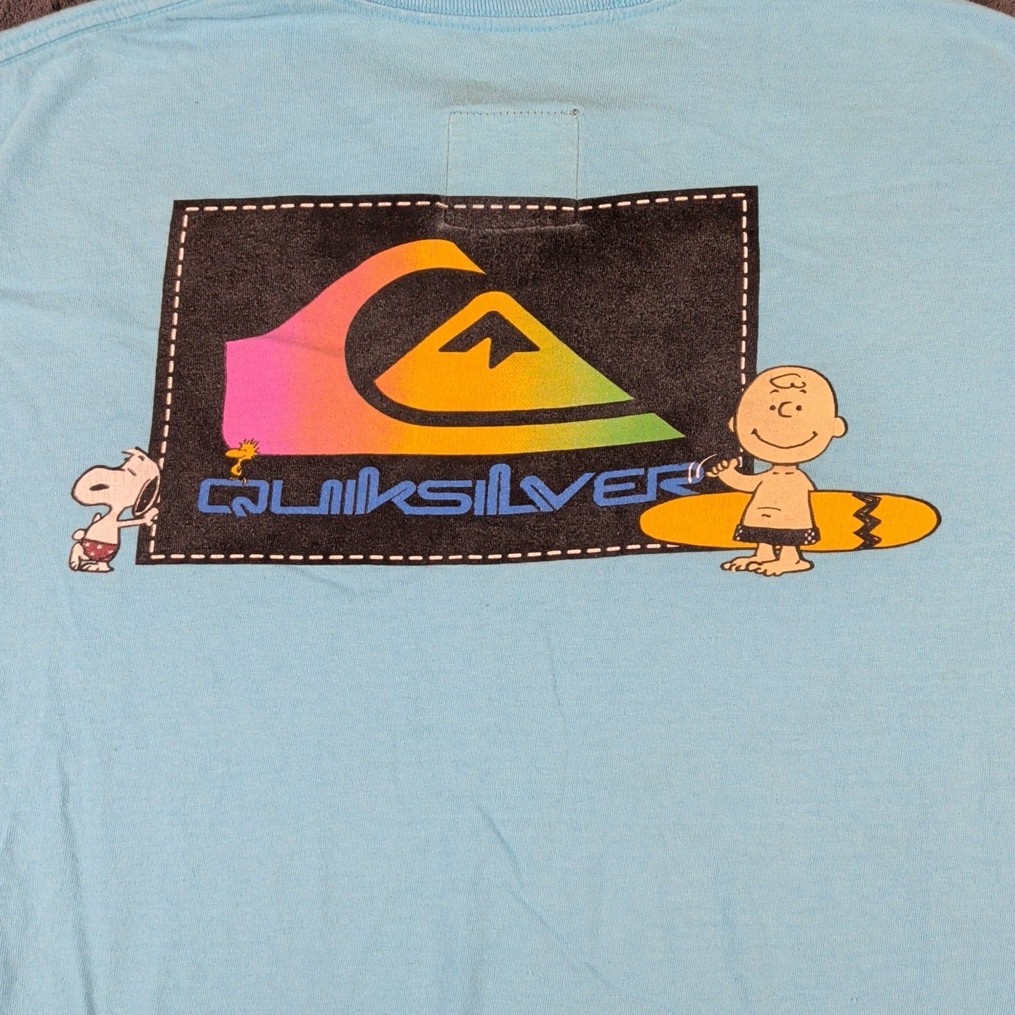 Dbl Sided Quiksilver Peanuts Shirt Men\'s XL Surfing Snoopy Pocket Rare Vtg Style