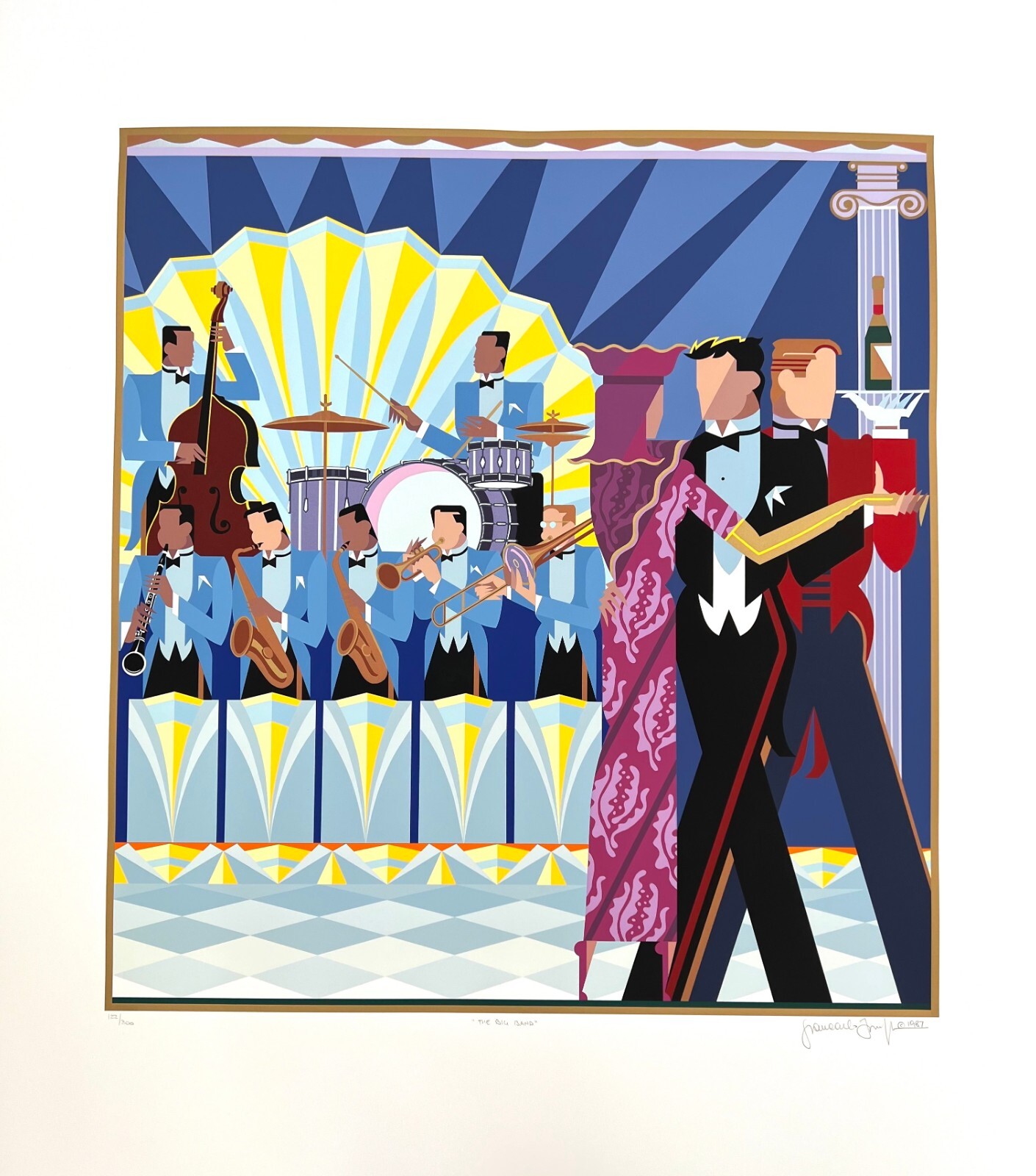 Rare 1987 Giancarlo Impiglia serigraph, The Big Band, signed, dated, numbered