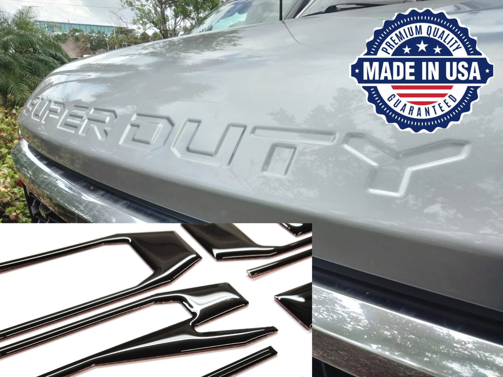 COMPATIBLE WITH 2023 24 25 26 3D BLACK DOMED RAISED FRONT GRILLE LETTERS DECALS