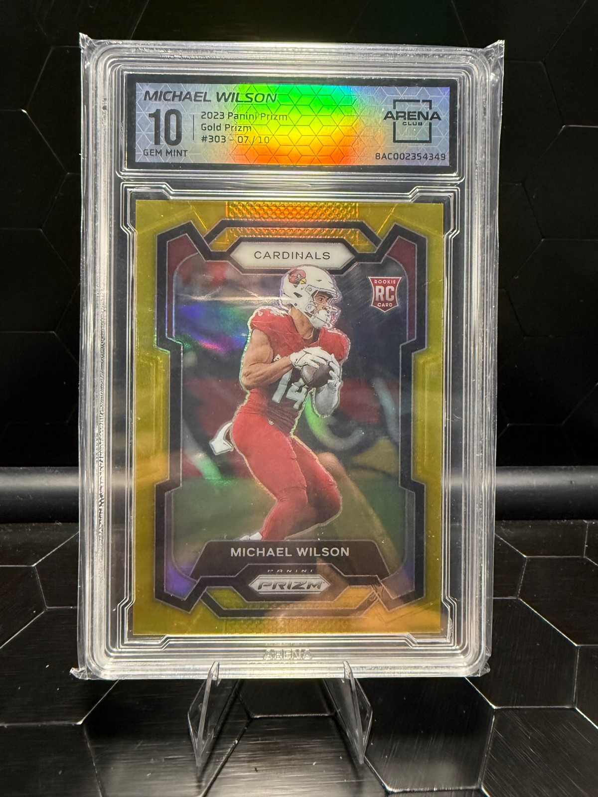 2023 Panini Prizm Michael Wilson #303 Gold Prizm RC 07/10 Arena Club 10