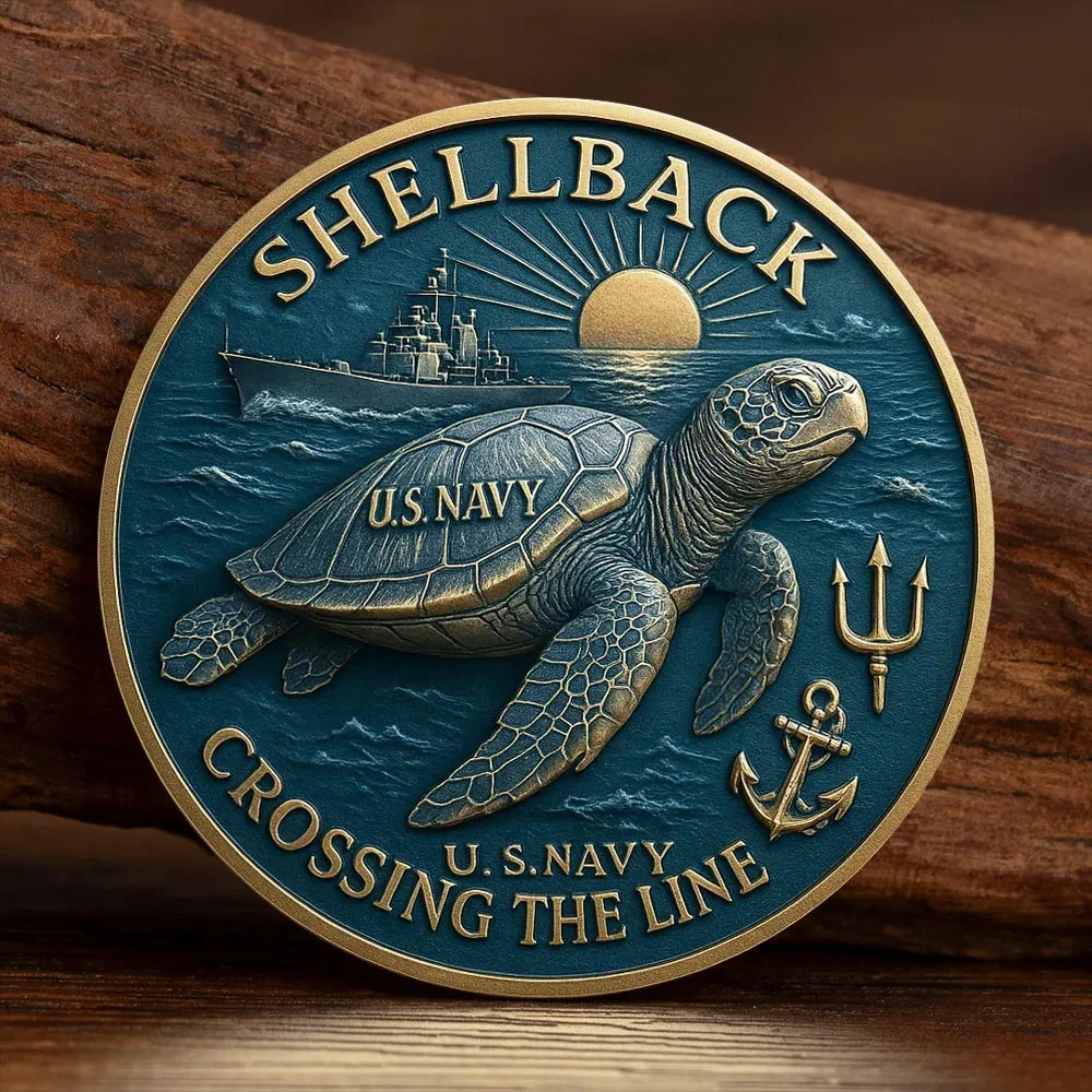 U.S. Navy Shellback Crossing The Line Challenge Coin Military Veteran Gift