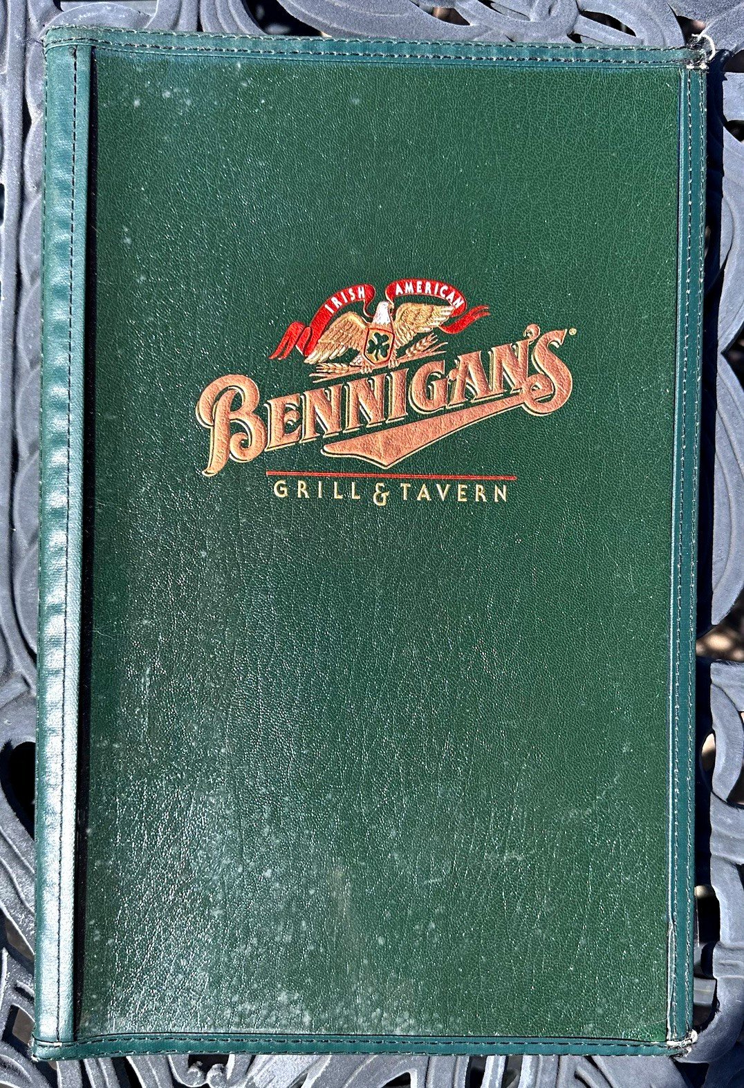 Vintage 1997 Bennigans Restaurant Menu Padded Leatherette Cover Monte Cristo 90s