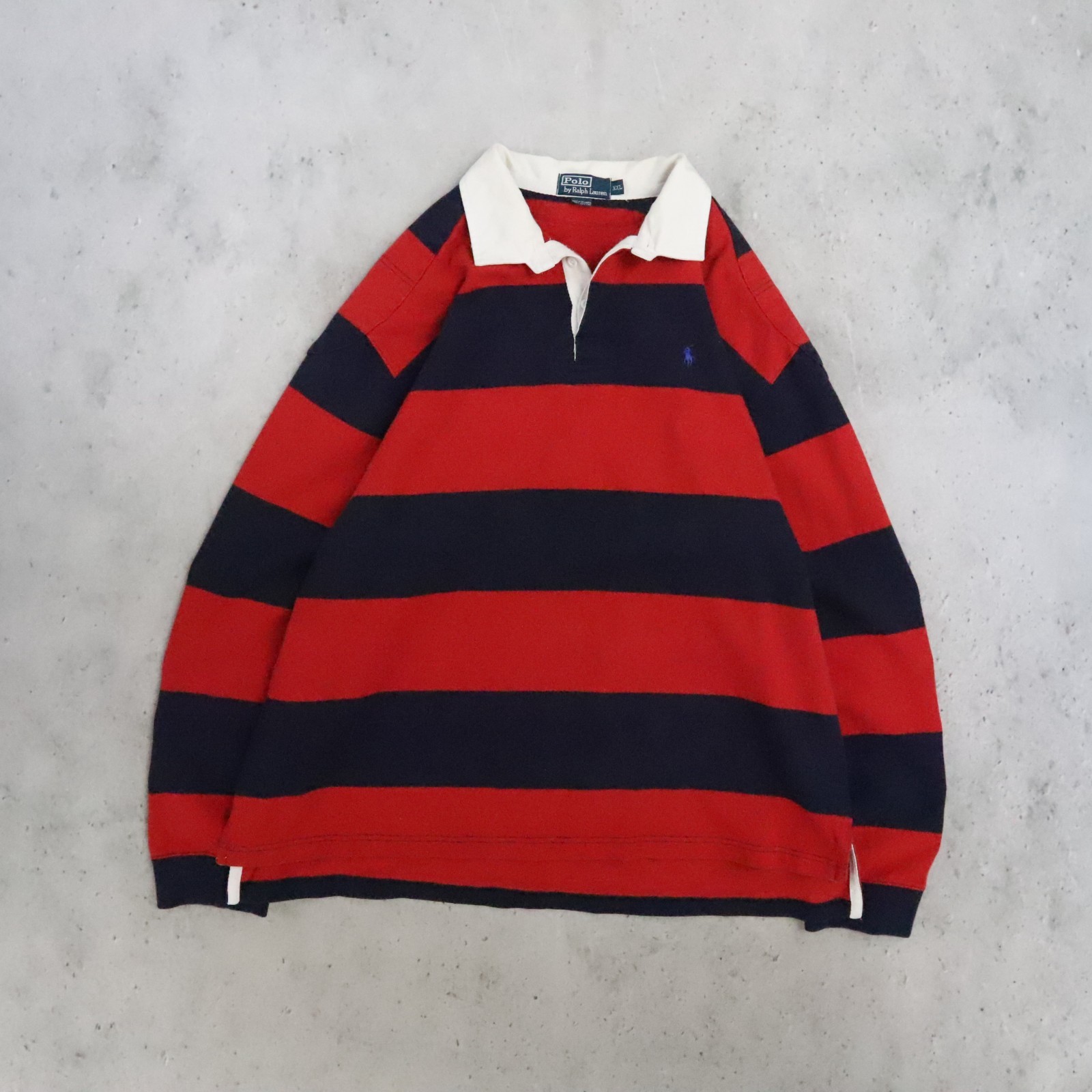 Vintage Polo Ralph Lauren Rugby Shirt Size 2XL Red Blue Striped