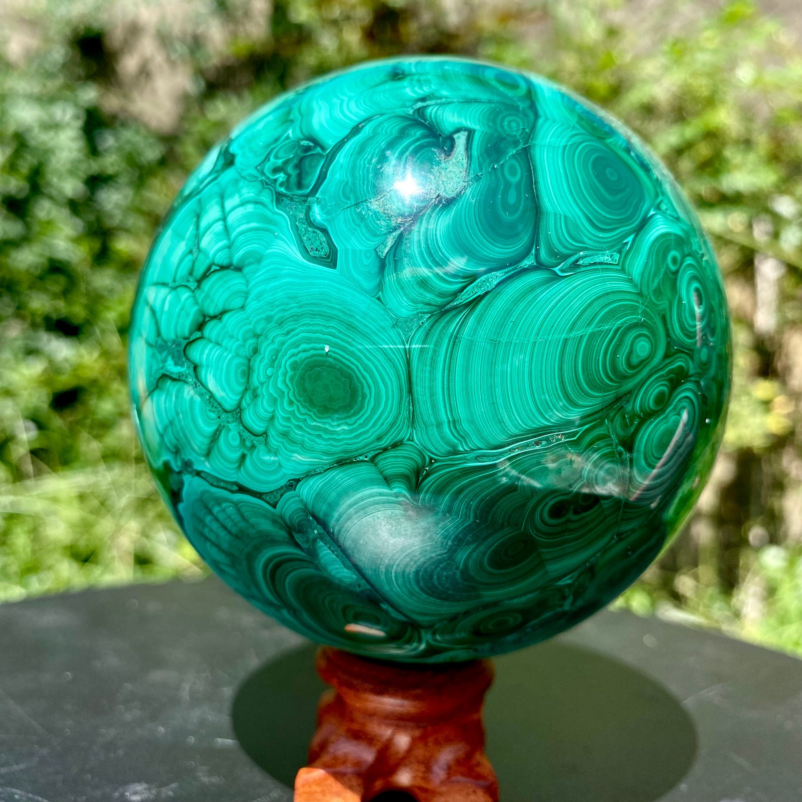 3.3LB  Natural malachite ball quartz crystal energy ball reiki healing
