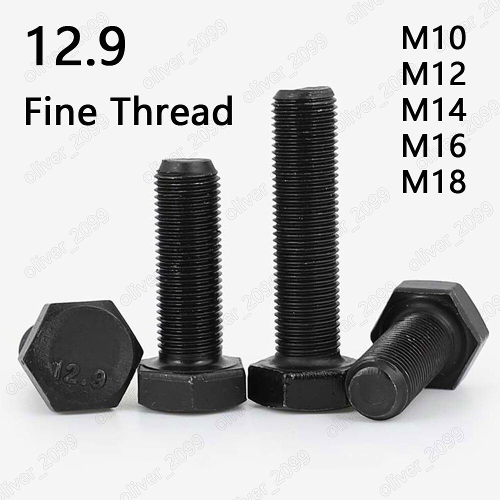 Fine Thread Black 12.9 Steel Hexagon Head Bolts M10/M12/M14/M16/M18/M20/M24-M36