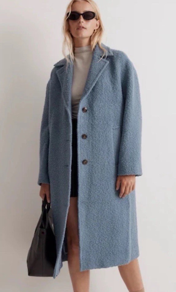 Madewell The Alonzo Coat in Boucle in Tranquil Lake Size M