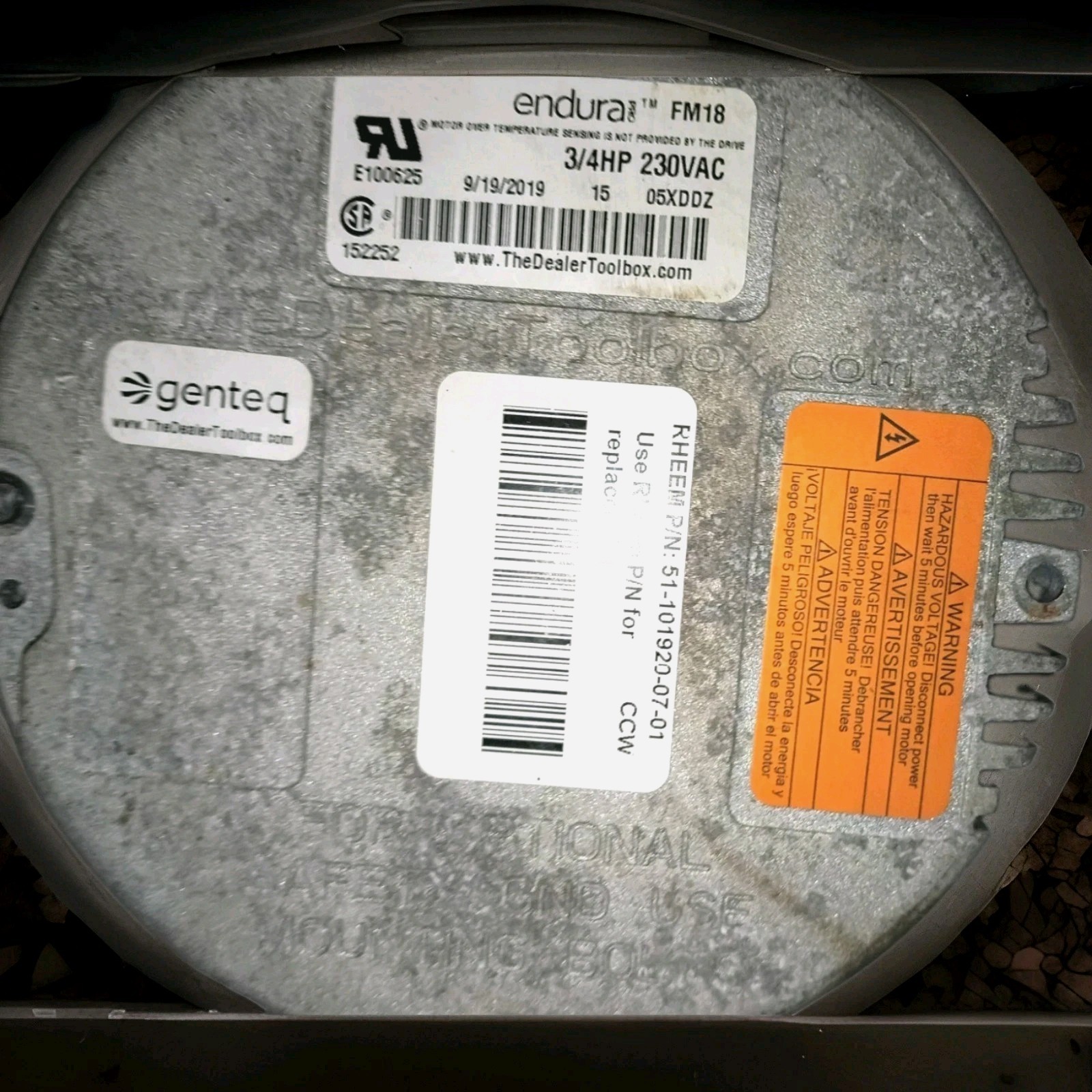 Genteq X13 ECM Motors FM18 230VAC 3/4HP Module Only
