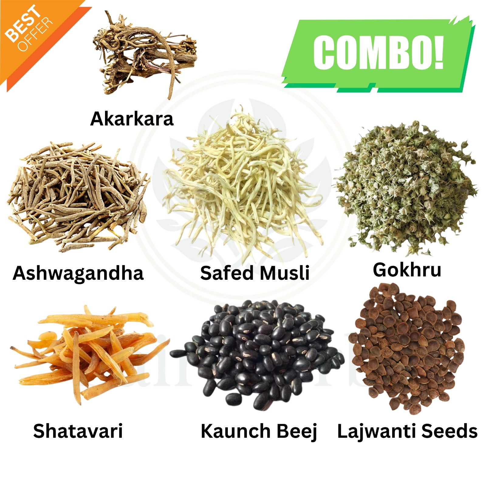 7 Herb Combo Pack 350g Ayurvedic Herbs Powder & Whole