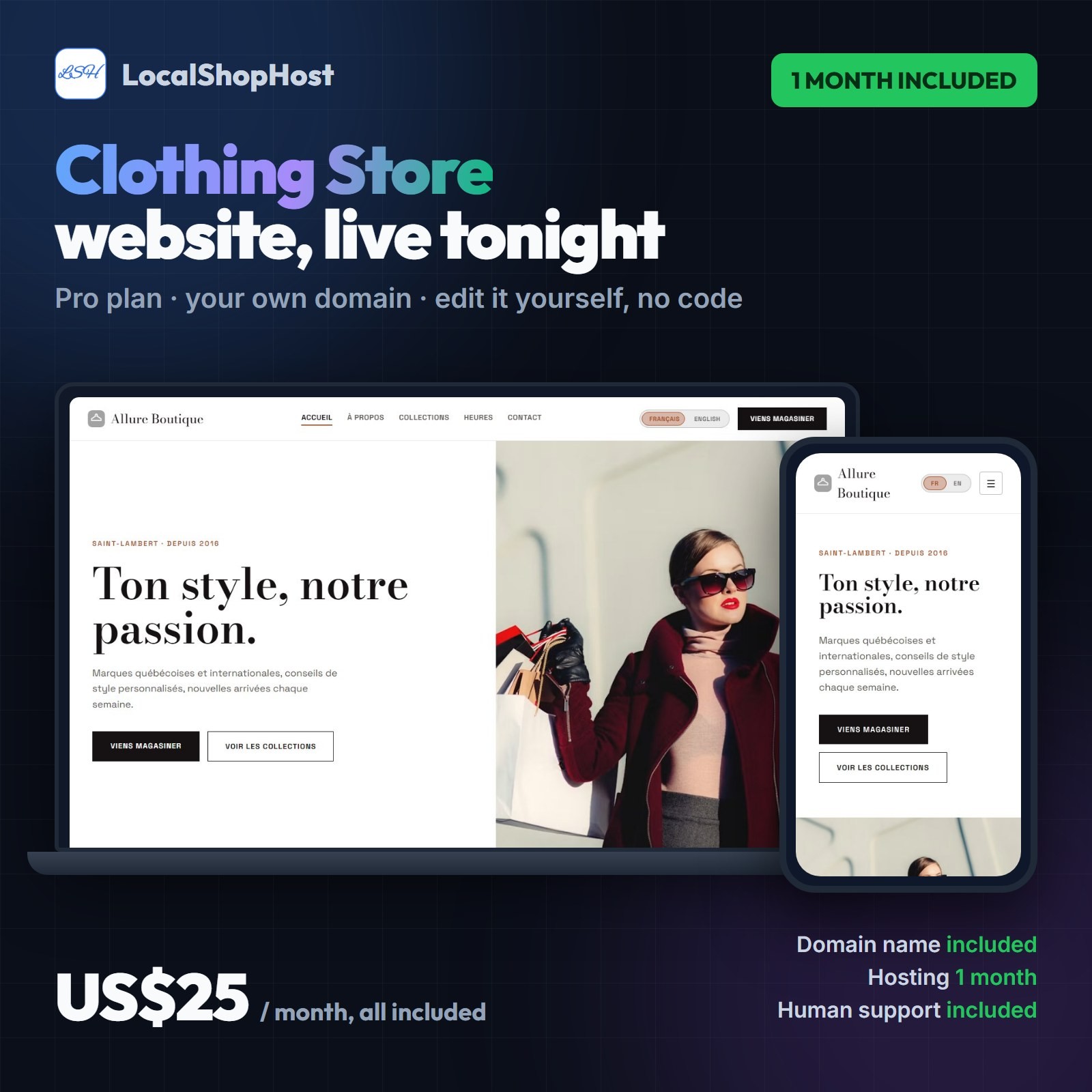 Turnkey Clothing Store Website – Pro Plan – 1 Month Hosting Included