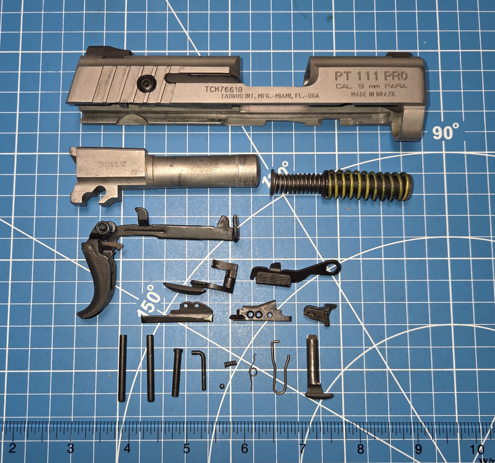 TAURUS PT-111 PRO MILLENNIUM 9MM SLIDE, BARREL, PINS, SPRINGS, AND TRIGGER TAURUS PT-111 PRO MILLENNIUM 9MM SLIDE, BARREL, PINS, SPRINGS, AND TRIGGER