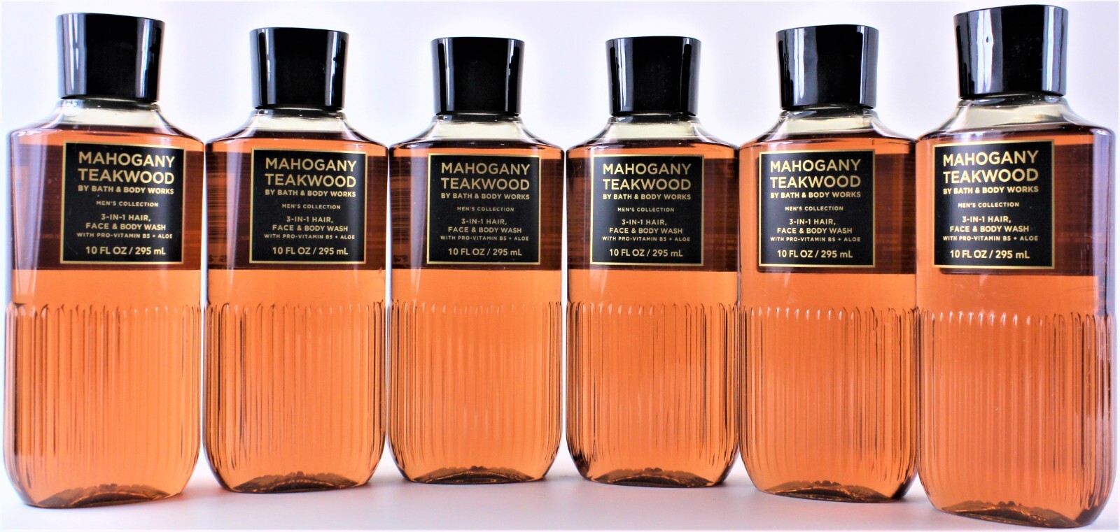 QTY 6 Bath & Body Works Men\'s MAHOGANY TEAKWOOD 3-1 Hair Face Body Wash Gel 10oz