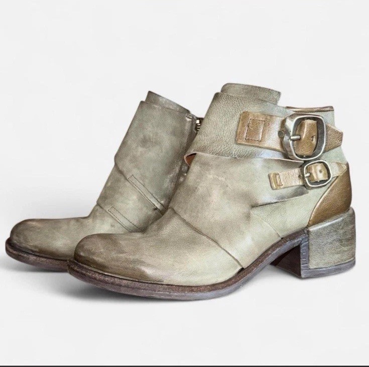 Women’s Grey/Khaki A.S.98 Olin Ankle Boot W Zipper & Accent Buckles Size 40 US 9 Women’s Grey/Khaki A.S.98 Olin Ankle Boot W Zipper & Accent Buckles Size 40 US 9