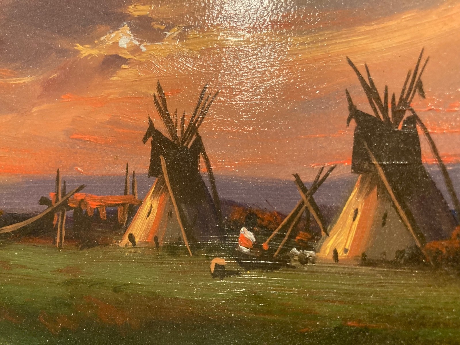 Heine Hartwig Western Art-- Indian Camp Painting--Signed