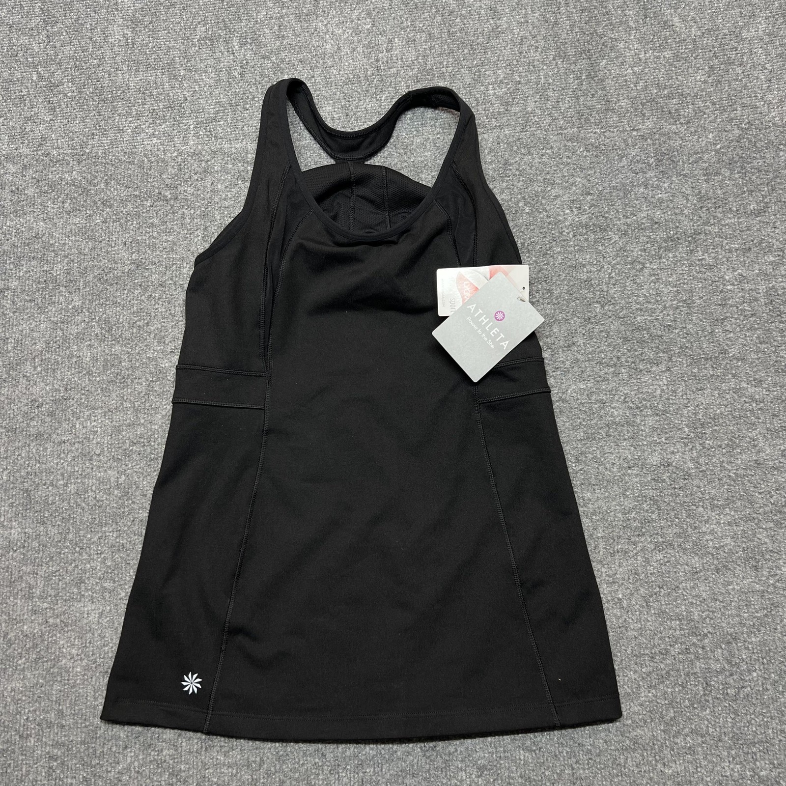 Athleta Stunner Tank Top Womens Medium Black Built In Bra Racerback Athletic