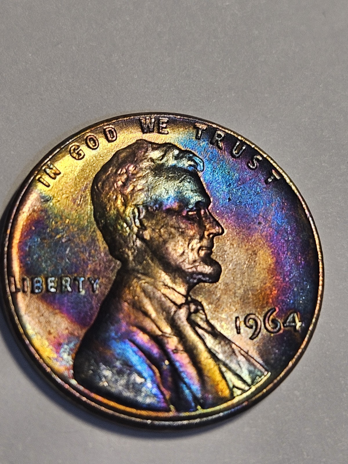 1964 D Lincoln Memorial penny- Rainbow Toned - see pics # 1515
