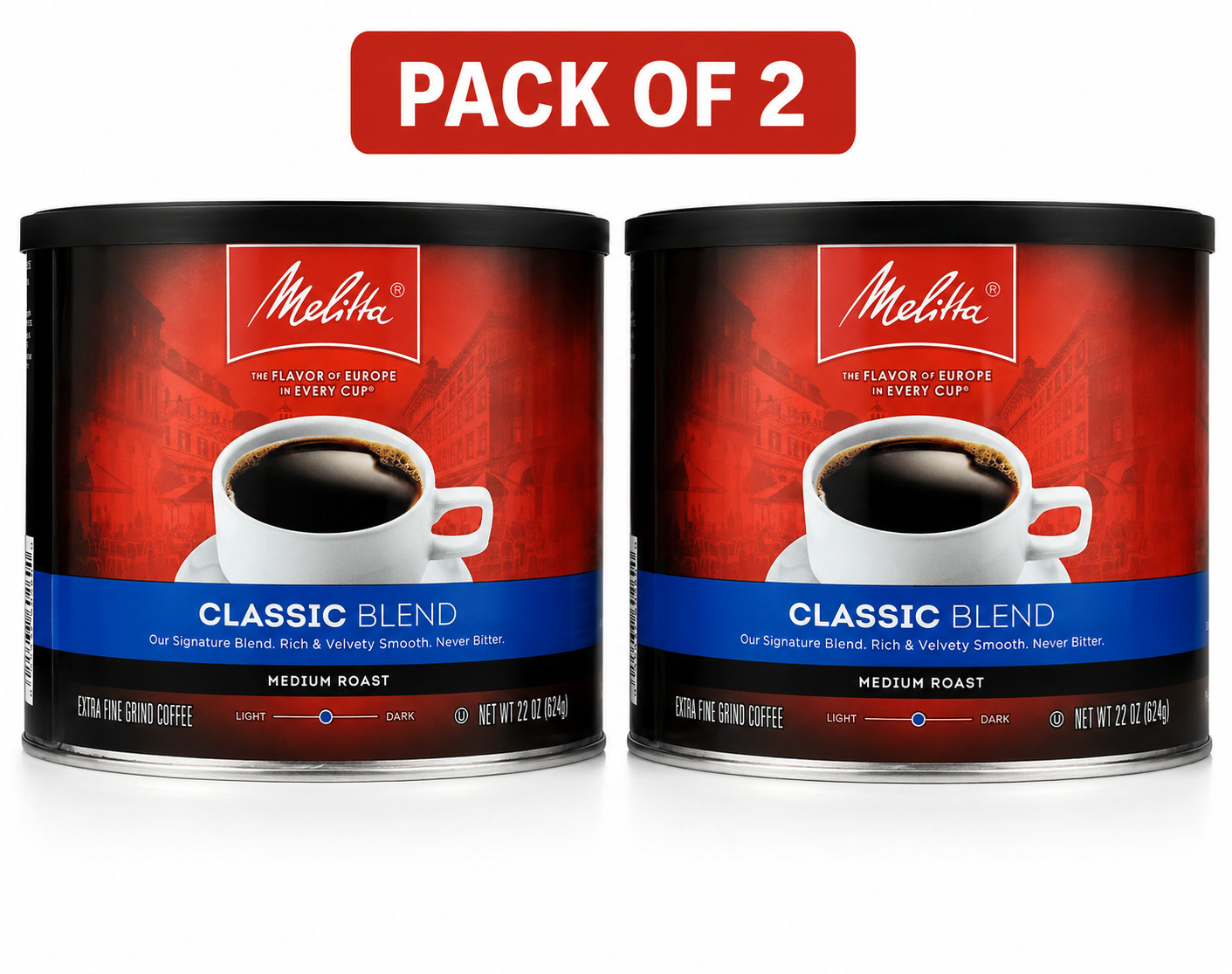 Melitta Classic Roast Caffeinated Canned Coffee, 22oz Can NEW