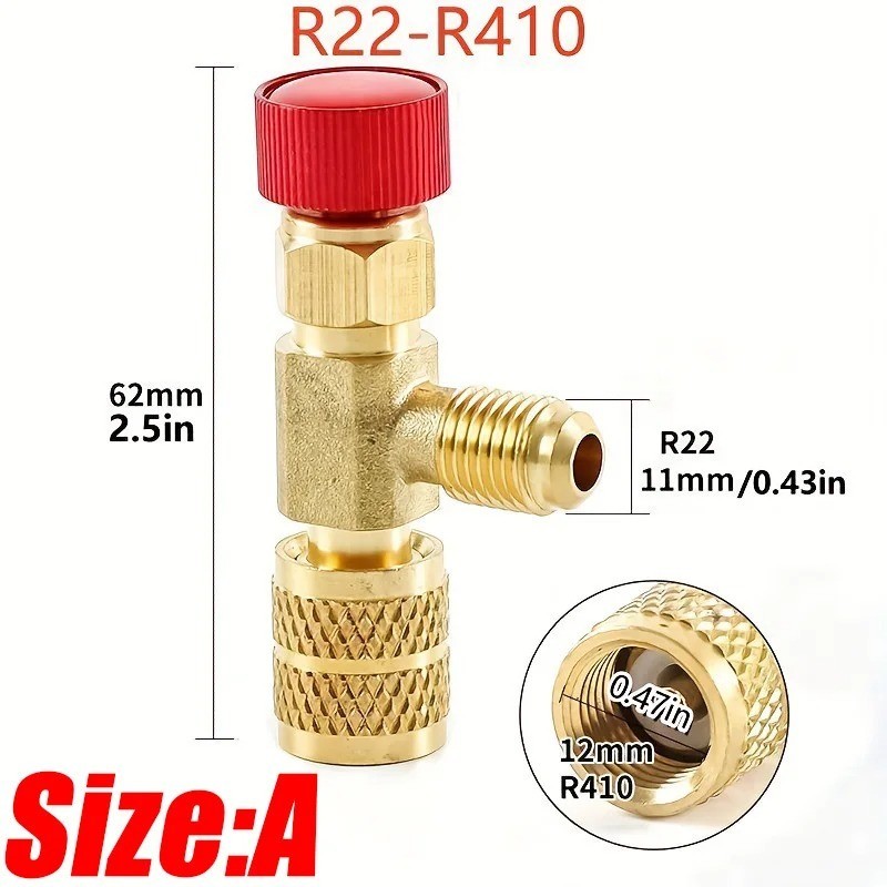 2Pcs Refrigerant Charging Valve Set Brass Low Loss HVAC Fittings 1/4 &