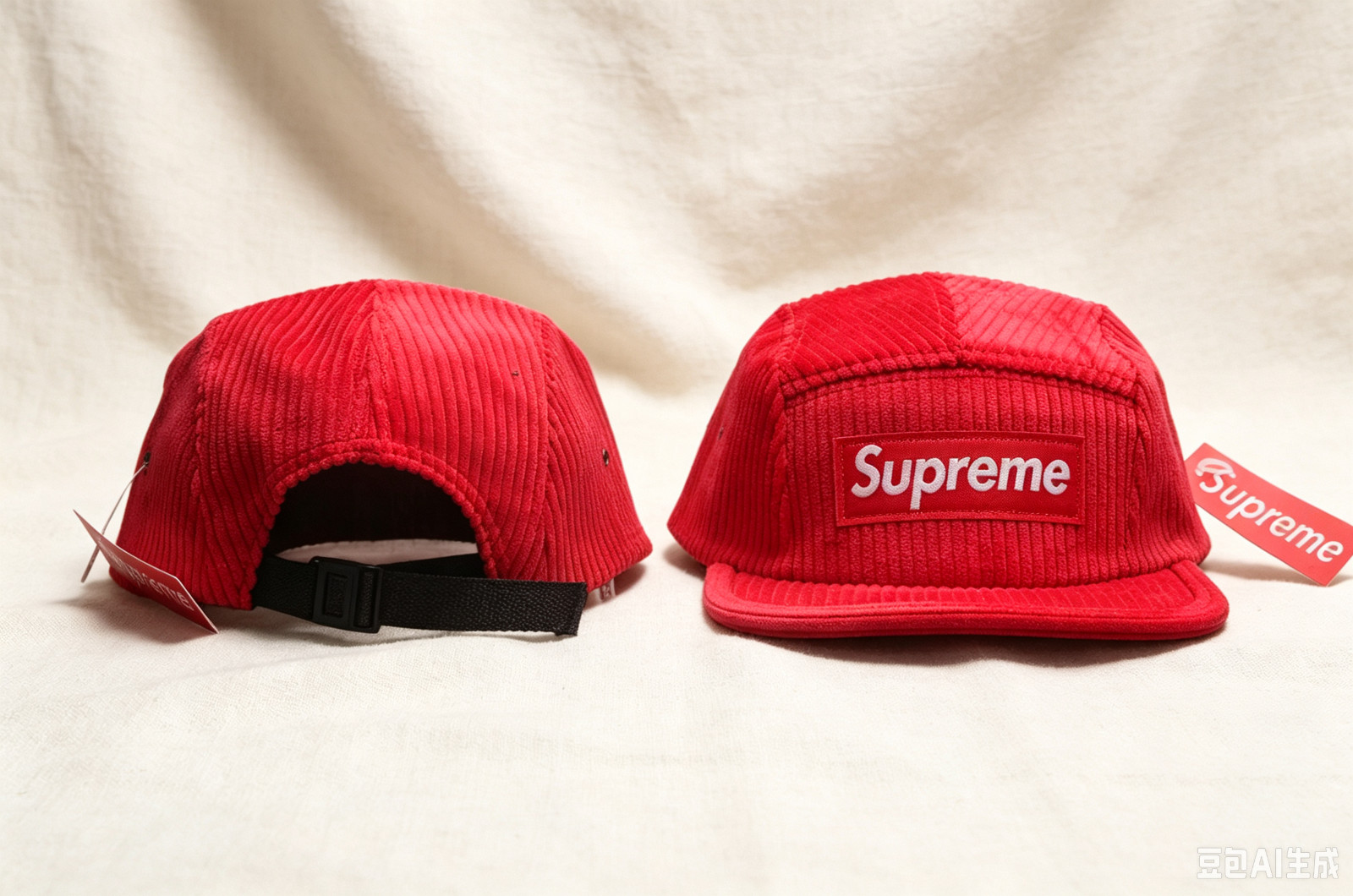 Supreme Men\'s Red Adjustable Strapback Corduroy Camp Cap Casual
