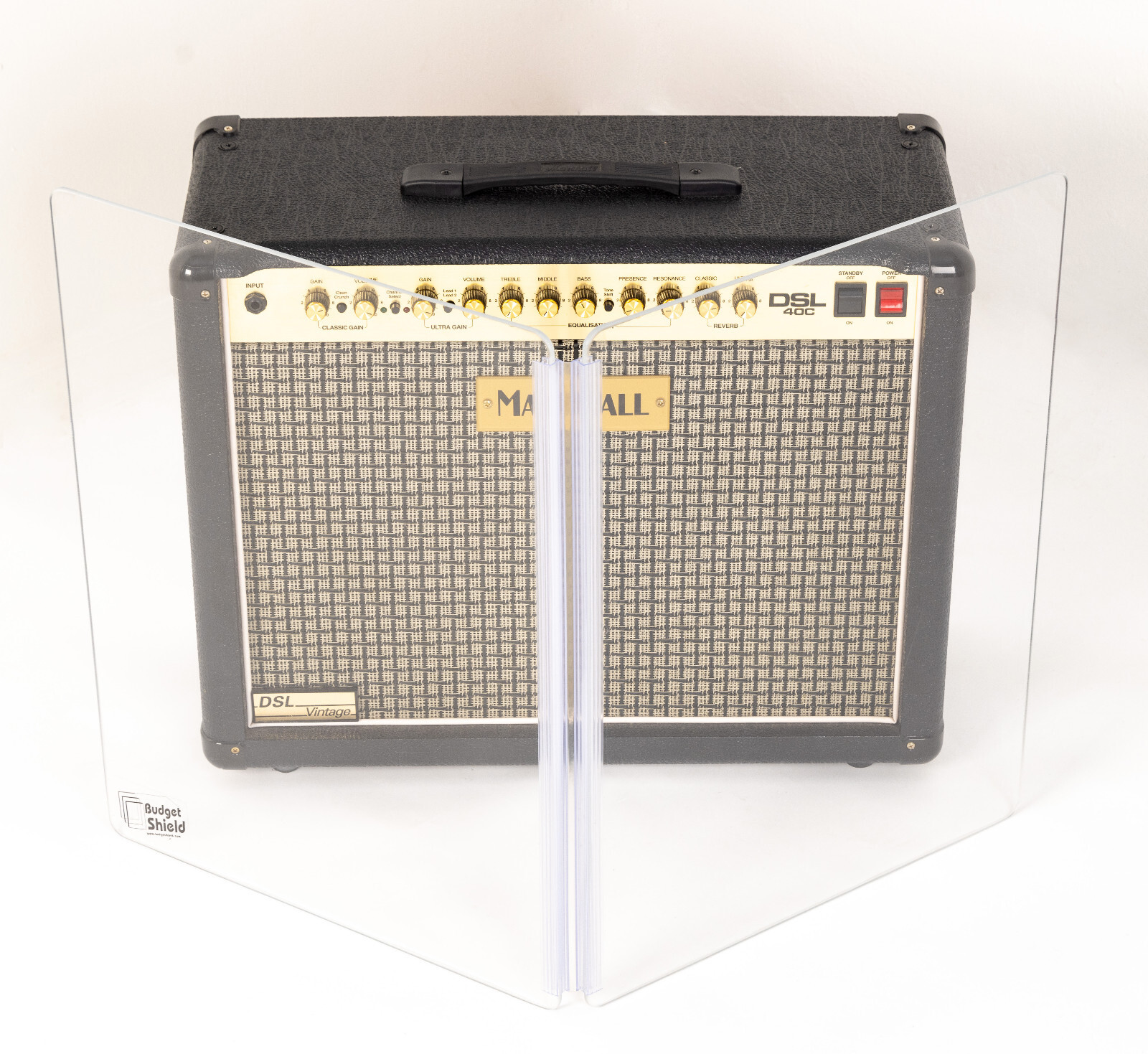 NEW 2-ft tall, 3-ft wide 2-Panel Amp Shield, Plexiglas guitar screen 