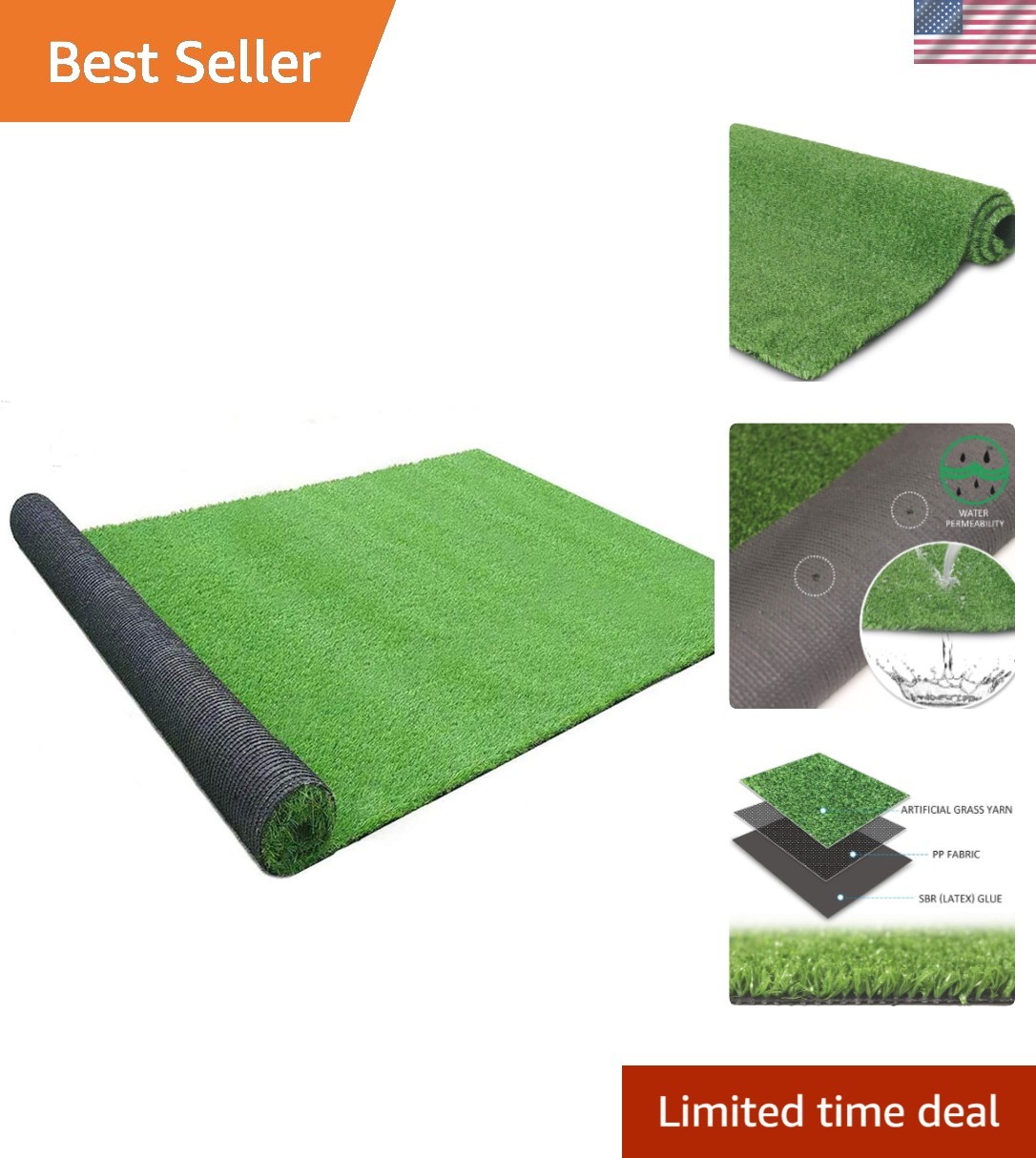 Versatile 44 Sq FT Synthetic Grass for Indoor/Outdoor Use - Easy Care Solution
