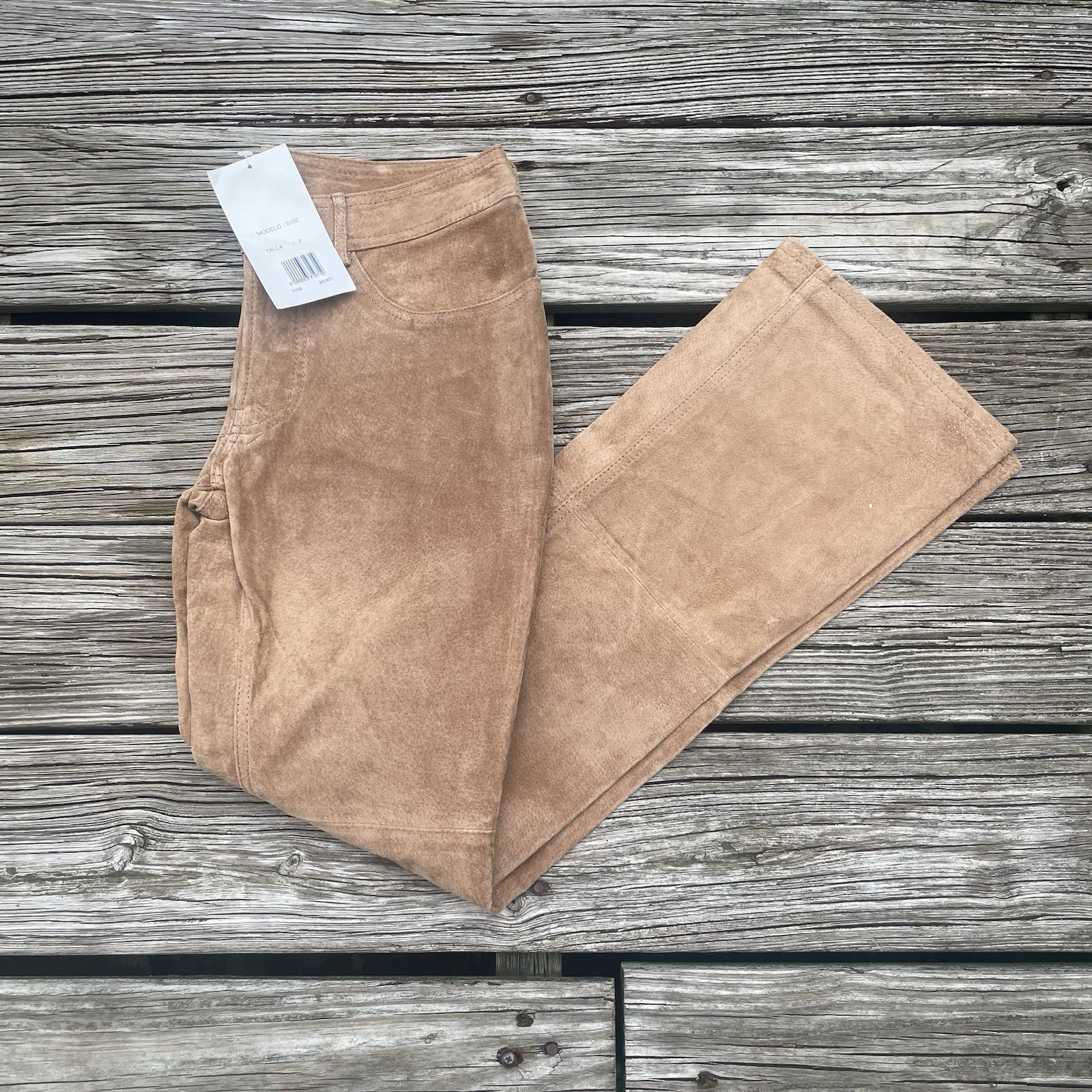 VTG B.B. DAKOTA leather Suede PANTS  Size 7 Women’s Beige Flare Bootcut Western