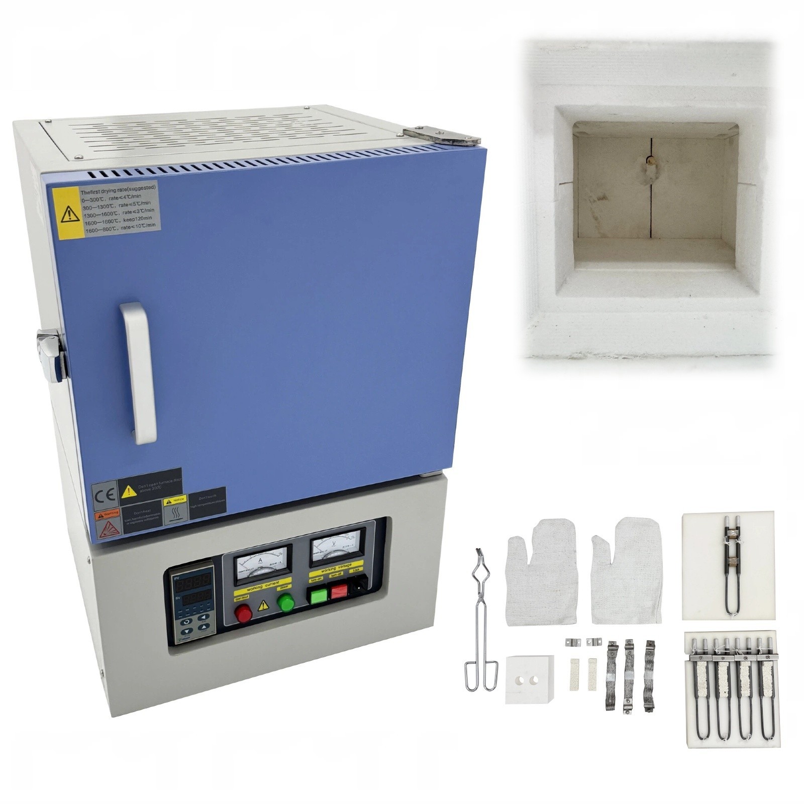 Small Box-type Muffle Furnace 110V 2KW 1700℃ Timer & Programming Laboratory Tool