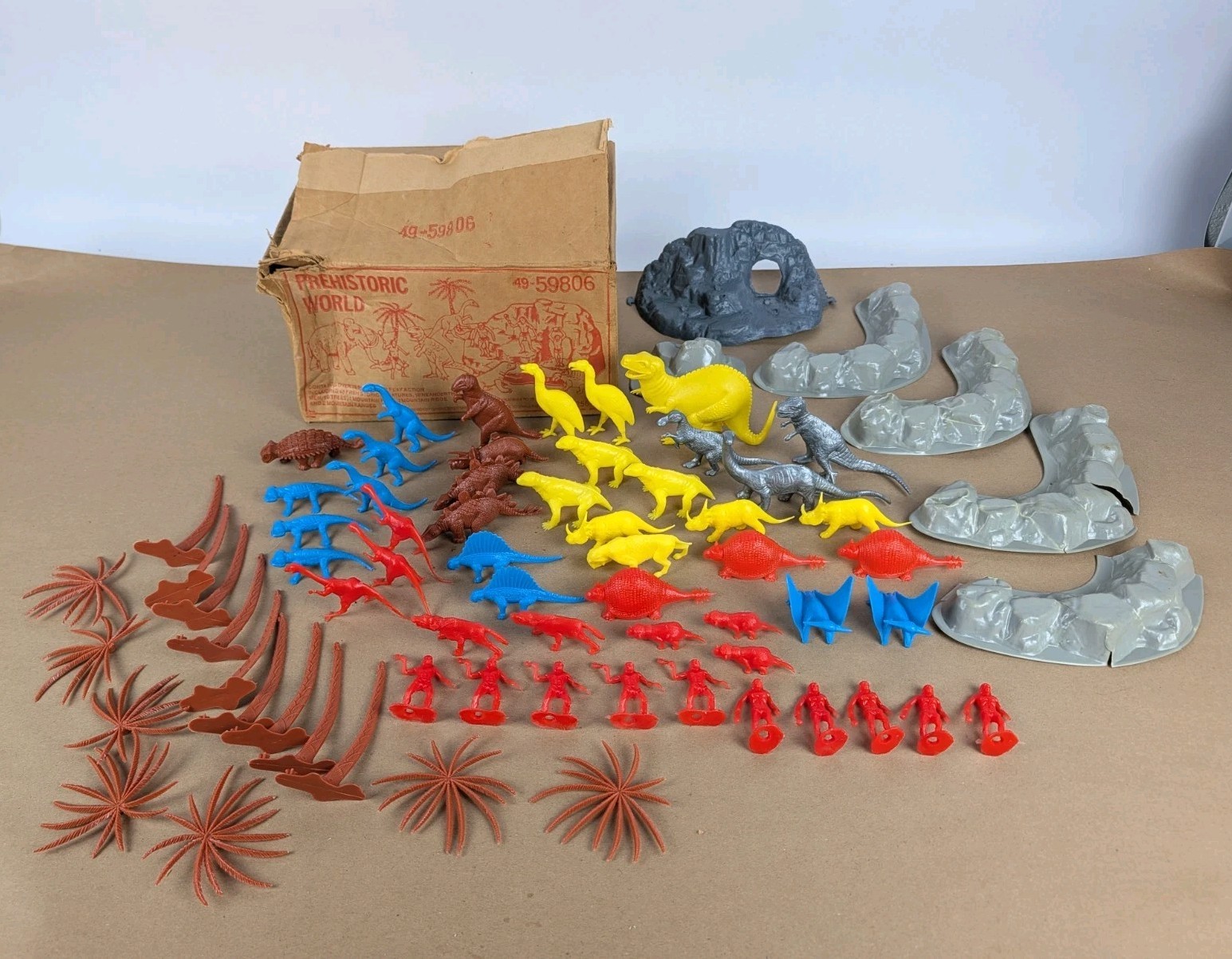 Vintage MPC Marx Plastic Dinosaurs Prehistoric World Toy Figures Playset Lot