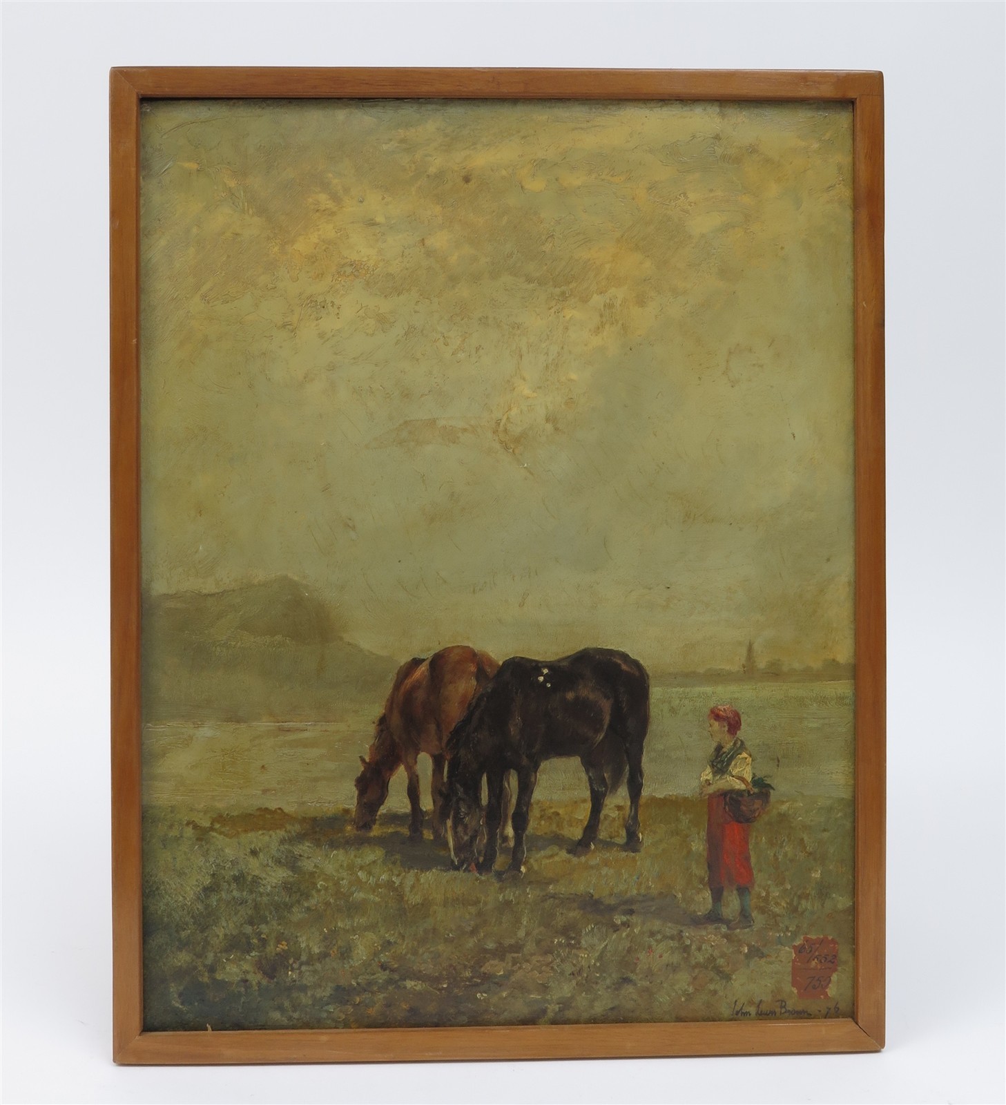 1876 French Landscape Oil Painting on Panel by John Lewis Brown (1829-1890)