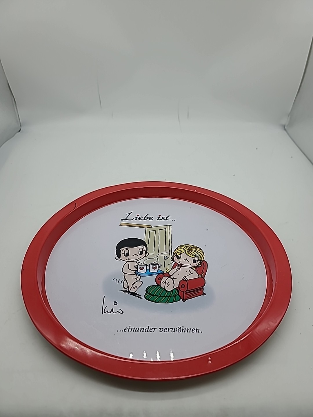 Liebe ist....einander verwöhnen Tablett  ca.31,5 cm Durchmesser NEU,RAR,Lizenz