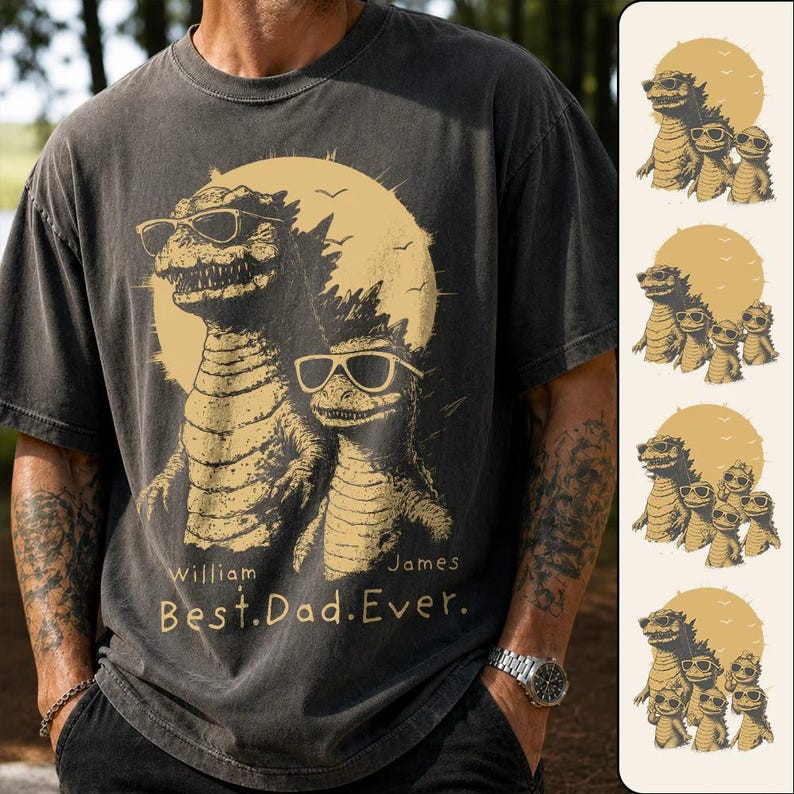 Personalized Best Dad Ever Dadzilla T-Shirt Father Day Gifts for Dad Funny Papa