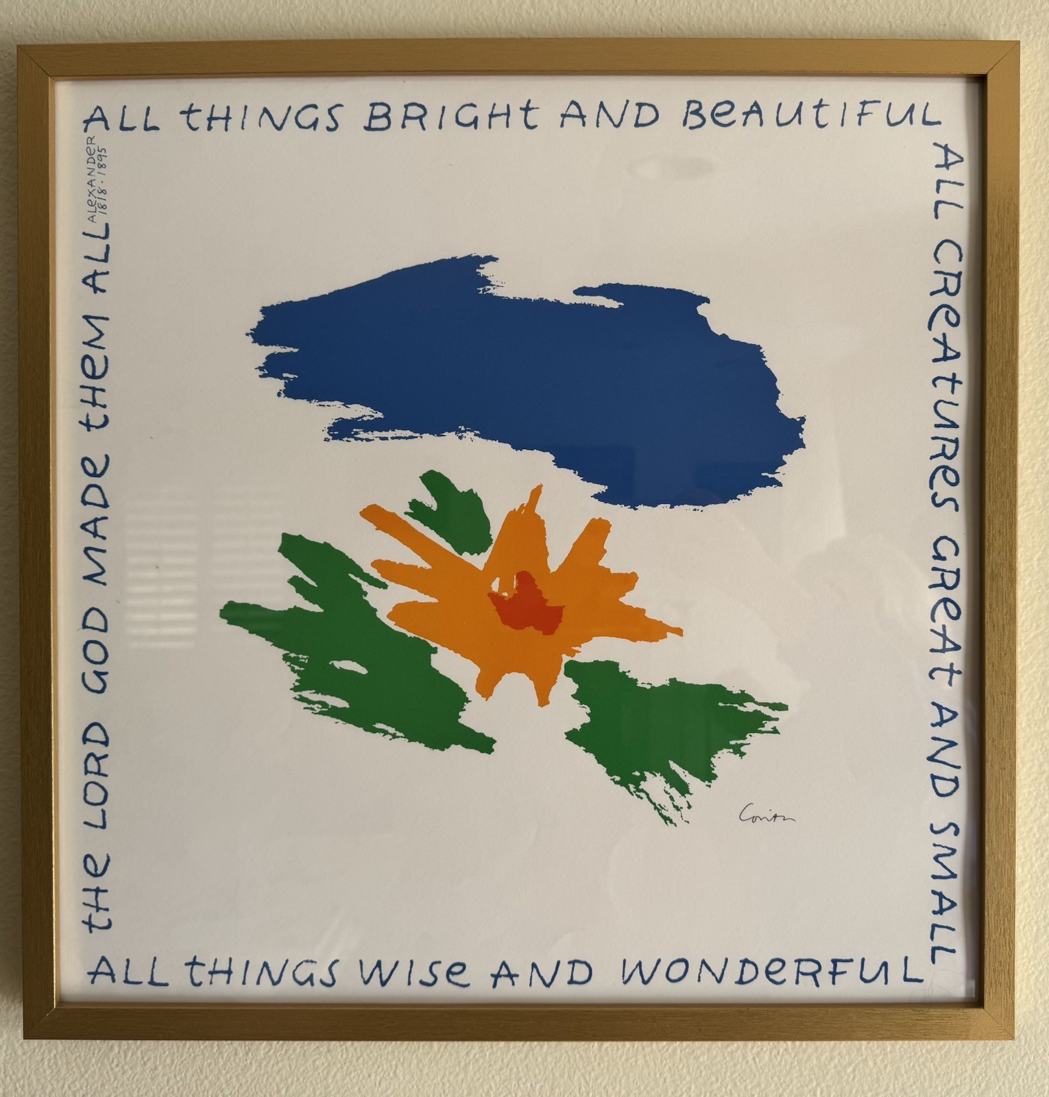 Corita Kent All Things Bright & Beautiful Serigraph Signed Vintage Pop Art Print