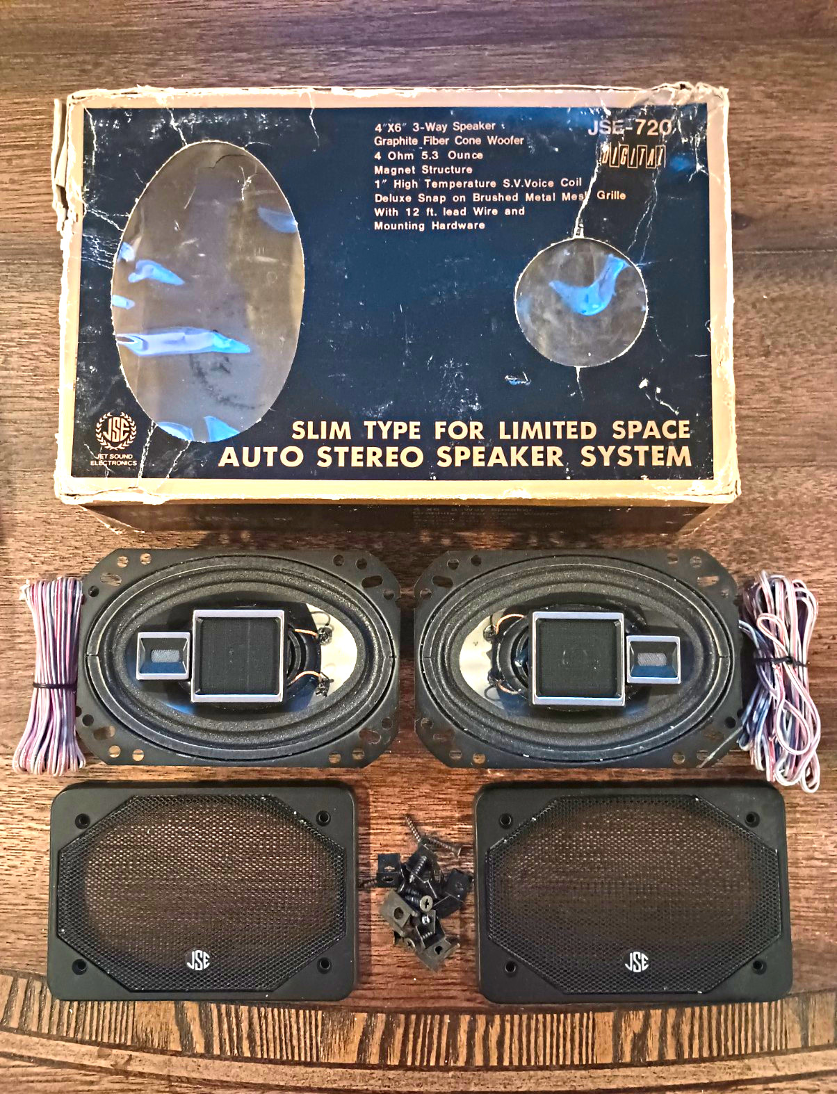 Vintage Jet Sound Electronics JSE-720 4x6 Car Speakers 20W RMS 4 Ohm Old School