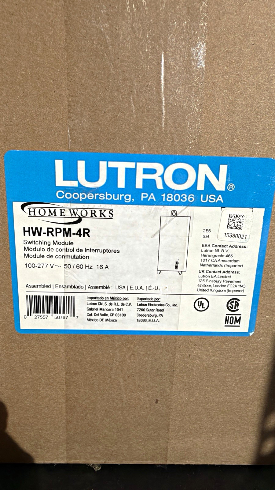 Lutron HW-RPM-4R HomeWorks Switching Module 16A AC 100-277V UL Listed Lutron HW-RPM-4R HomeWorks Switching Module 16A AC 100-277V UL Listed