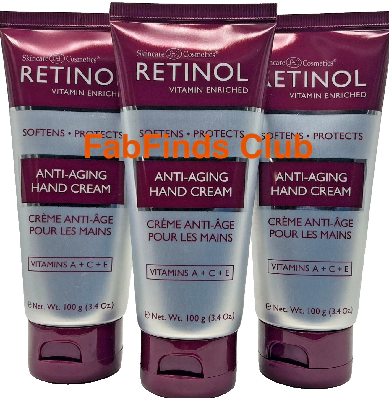 3x Retinol Hand Cream ORIGINAL Sealed Hands,Nails,Cuticles 10.2oz (3 x 3.4oz)