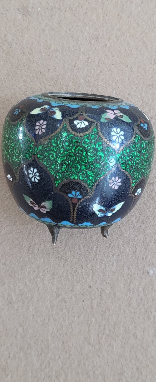 Antique Japanese Meiji Cloisonne Enamel  Censer  Ginger Jar Missing Lid