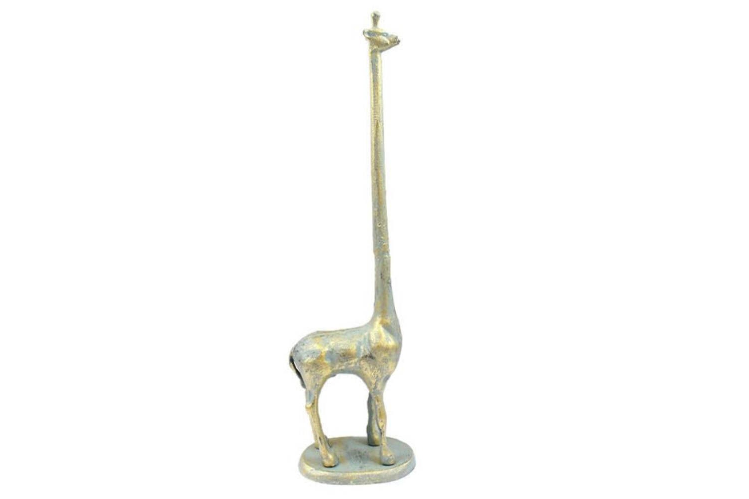 Antique Seaworn Bronze Cast Iron Giraffe Paper Towel Holder 19"