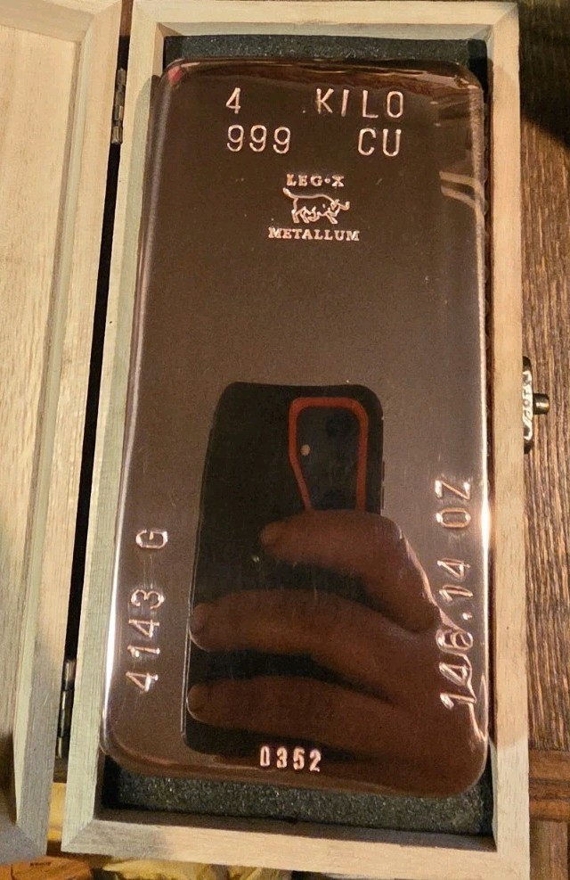 4 Kilo Hand Poured Solid Copper Bullion Bar .999 Pure Fine Copper 4 Kg Ingot 