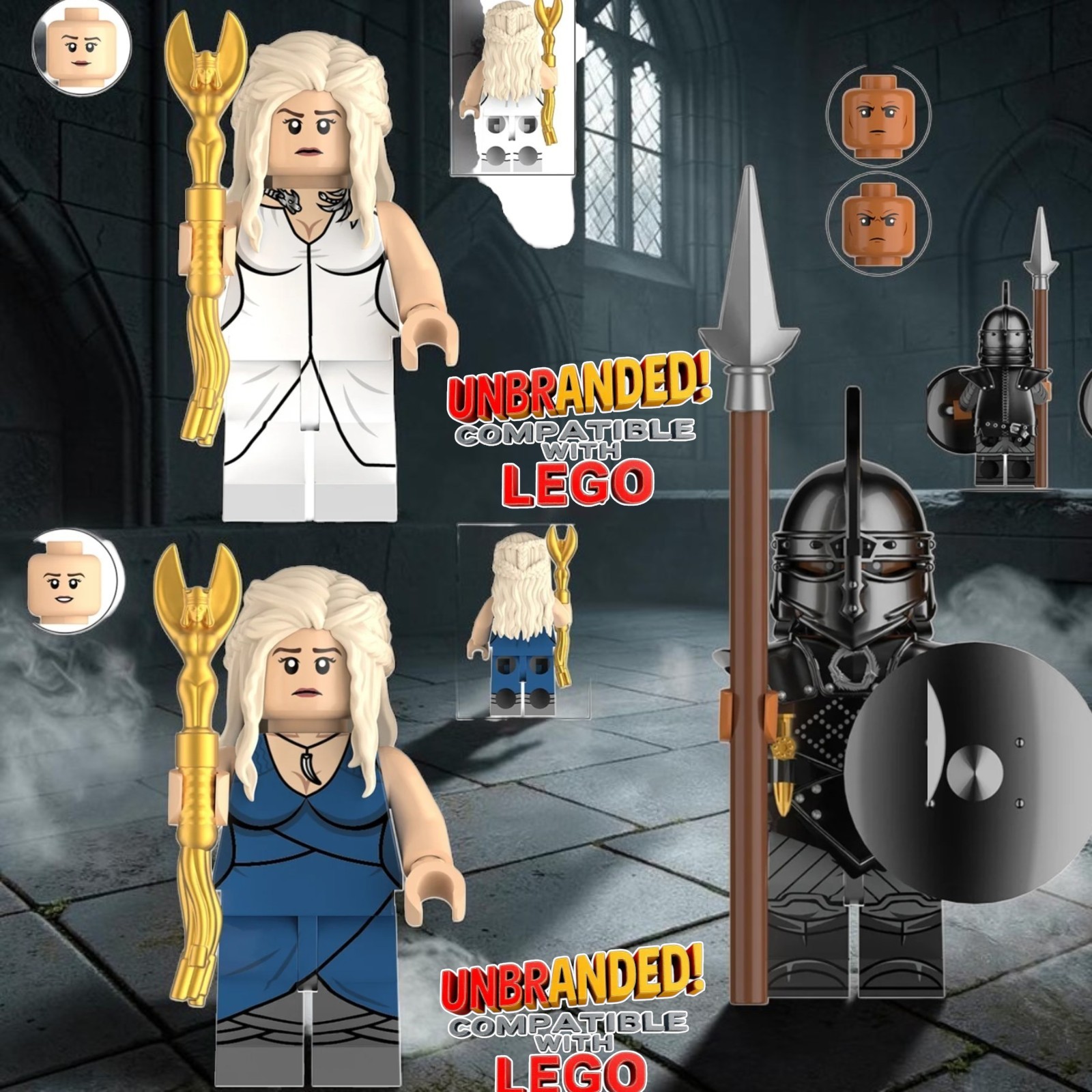 Daenerys Targaryen & Unsullied Custom Minifigures Set Game of Thrones Figure Lot