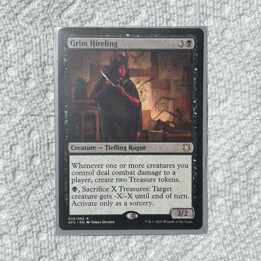 Grim Hireling MTG Commander AFR 25 Rare Creature Tiefling Rogue Regular English