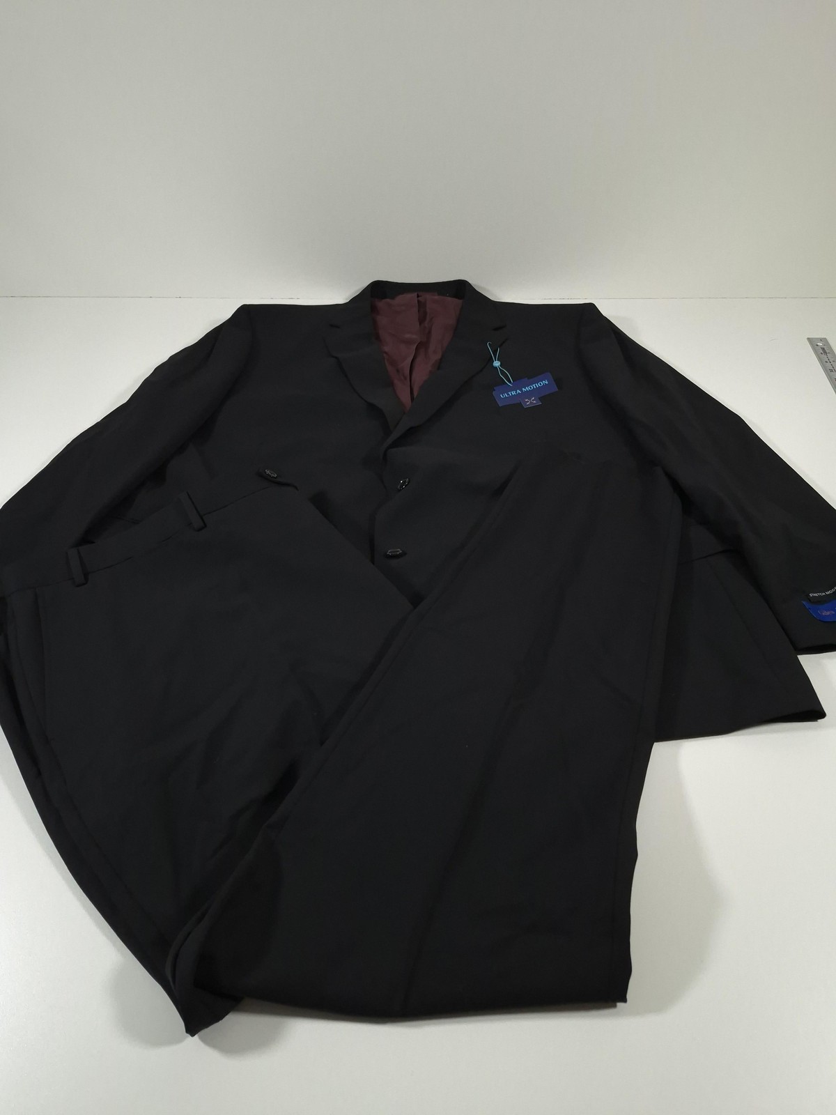 Giles & Jasper Suit Mens 60 Long Black Wool Stretch Modern Fit 2 Piece 56x36