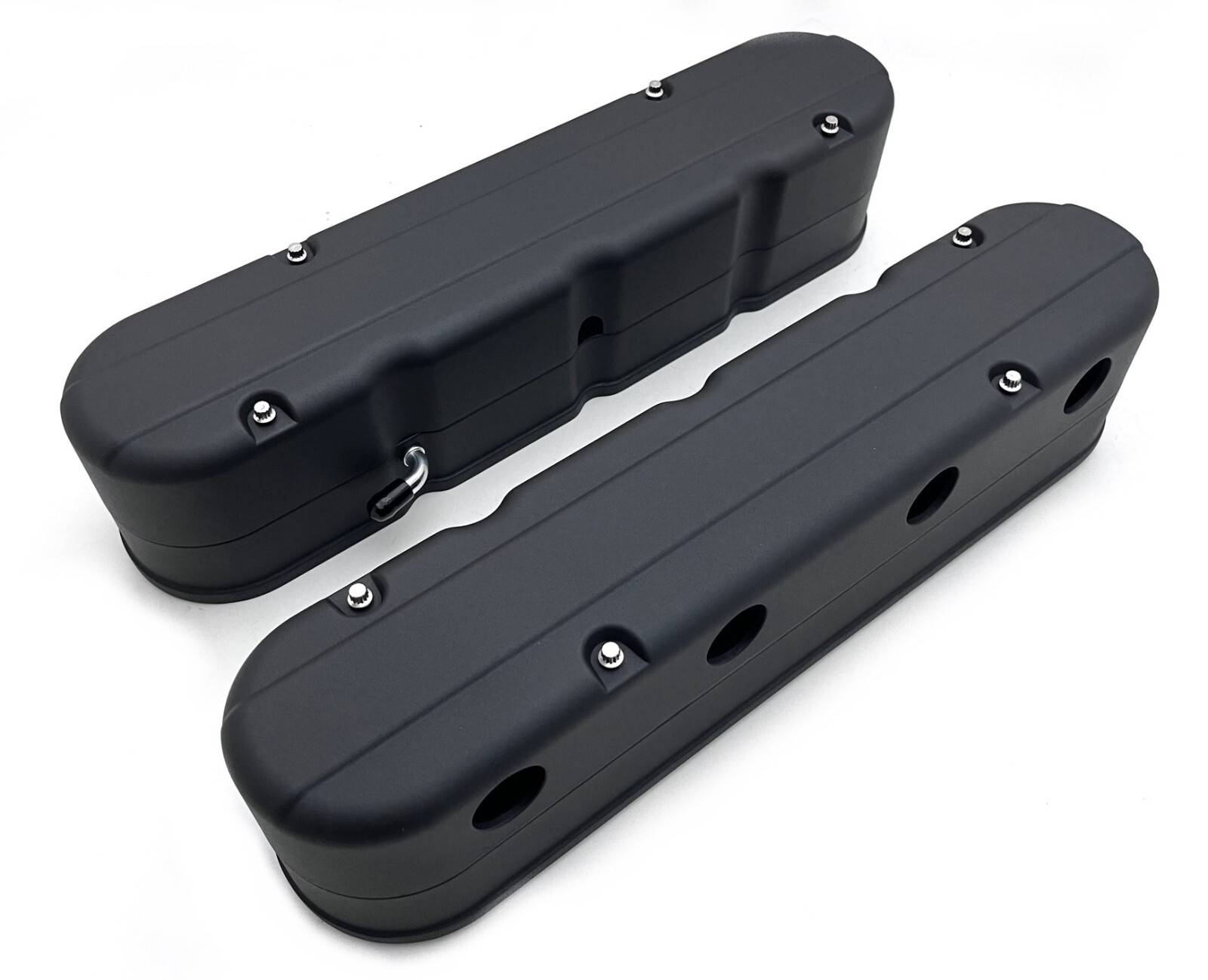 GM LS Valve Covers Aluminum Hidden Coils Smooth Top 2 Piece Design Black GM LS Valve Covers Aluminum Hidden Coils Smooth Top 2 Piece Design Black
