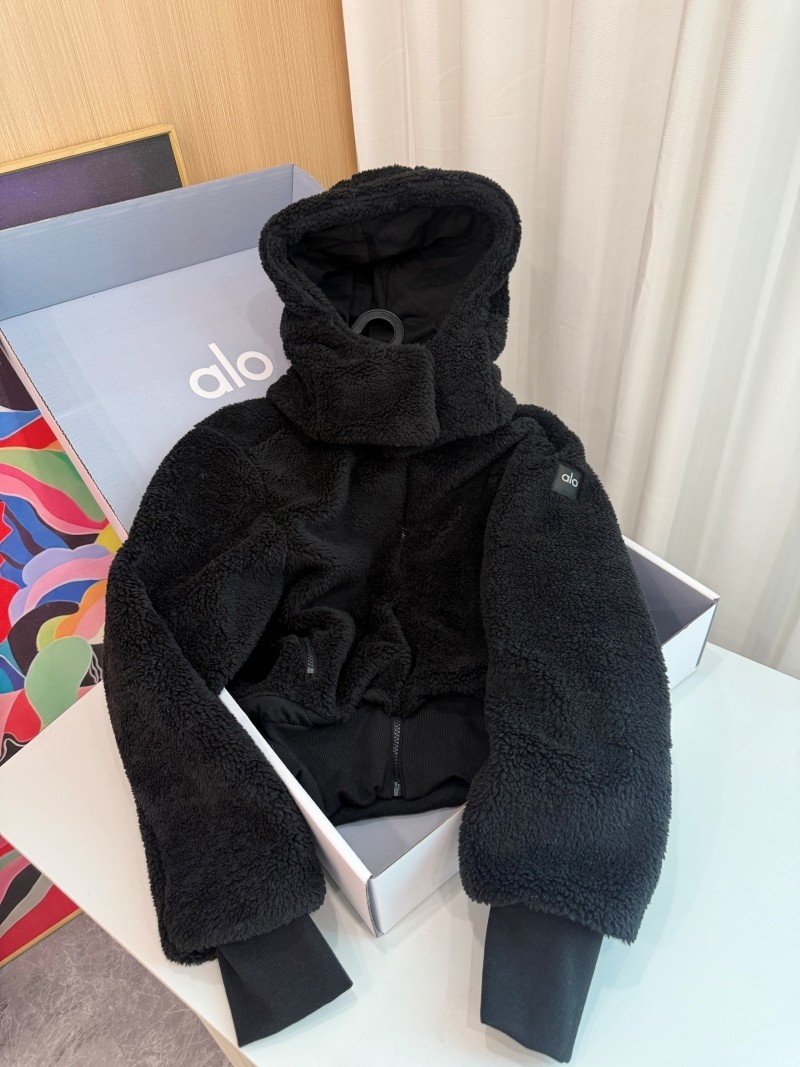 ALO Yoga Foxy Sherpa Jacket Removable Hood Zipper Coat Women's Warm Casual Wear