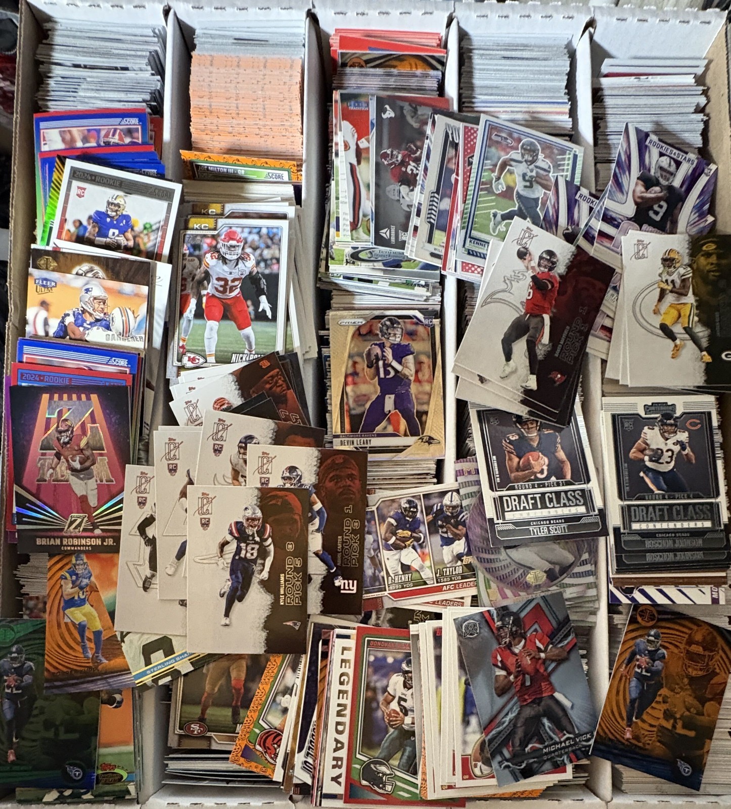 (1) 5000ct Box NFL Football Card Liquidation Lot Bulk Cards W/ Inserts Stars RC