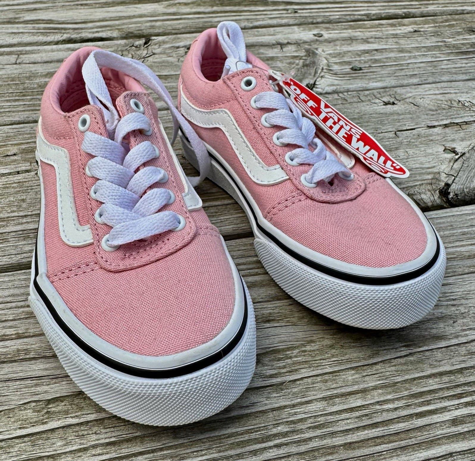 VANS Old Skool Unisex Little Kids Pink/White Low Top Canvas Lace-Up Sneakers 