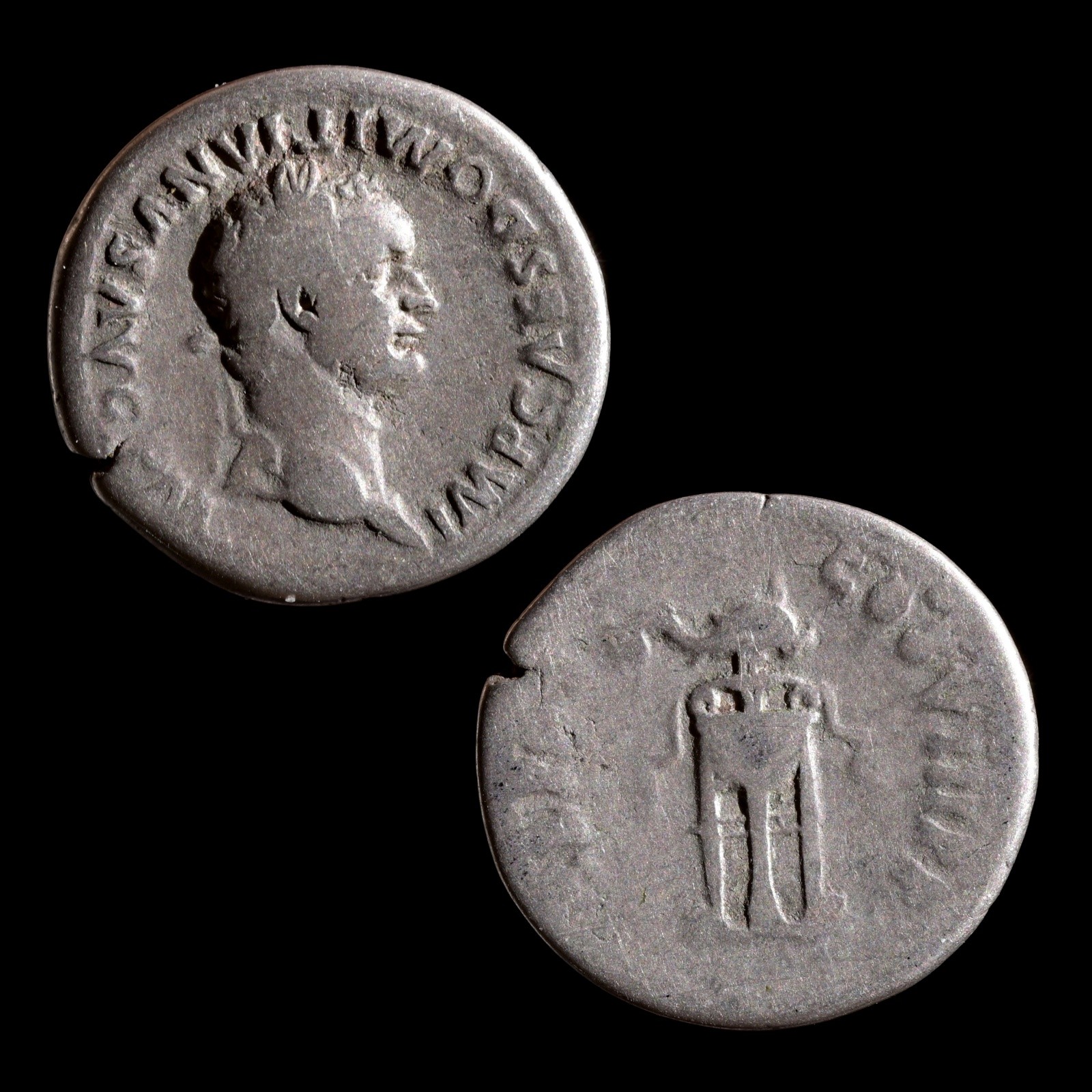 Domitian AR Denarius 81 AD Rome Tripod With Fillets; Ancient Roman Silver Coin