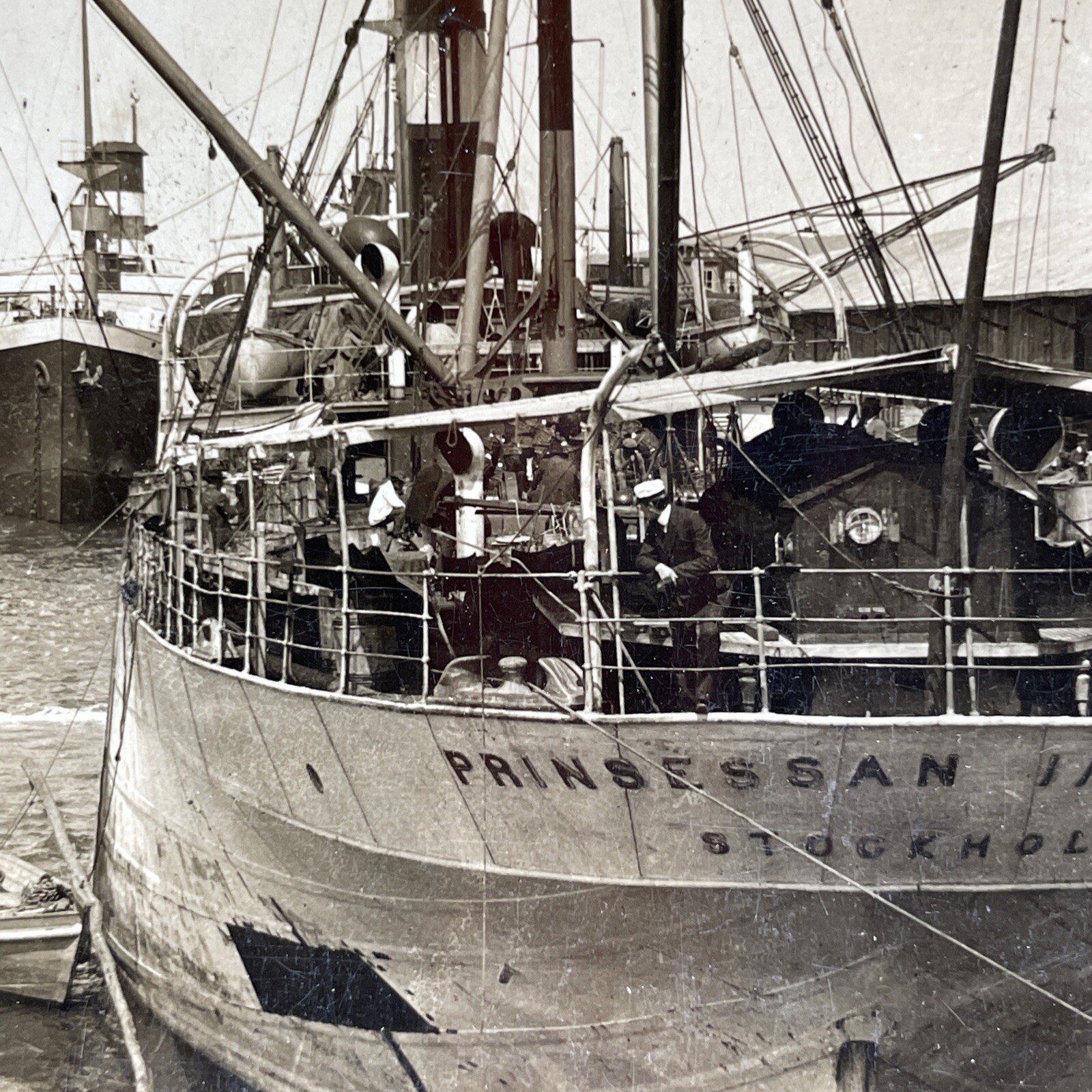 Loading Bananas Stereoview Keystone View Co. 1909 Santos Brazil Ship
