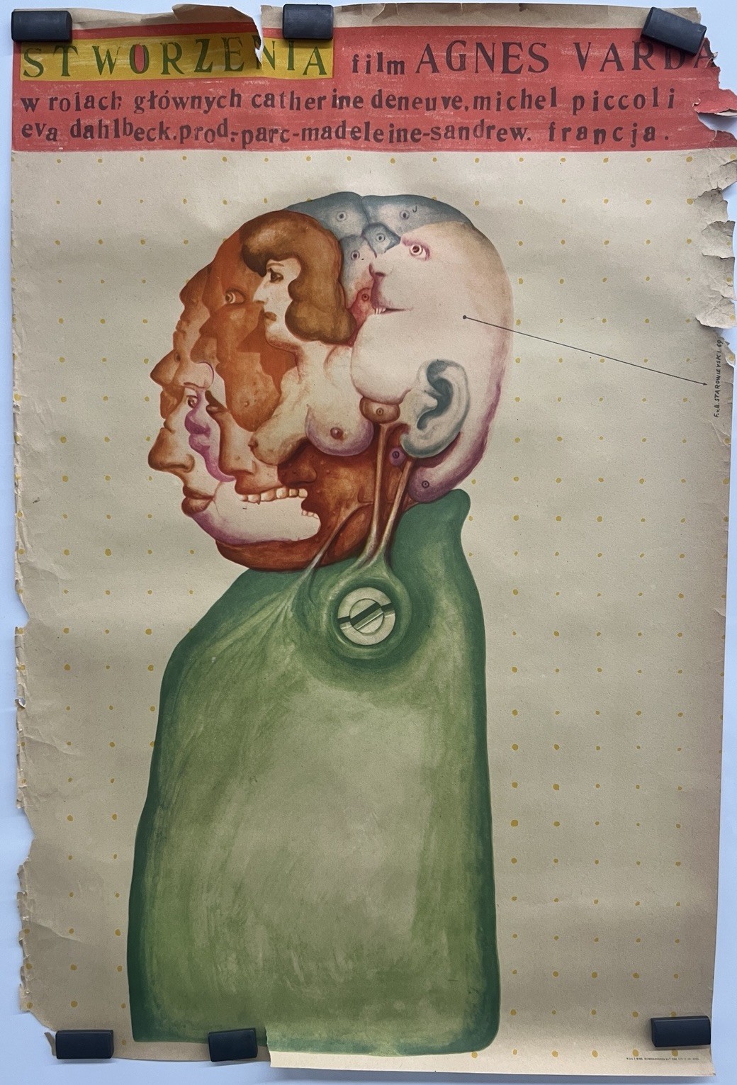 Vintage Polish Les Creatures Movie Poster Starowieyski Agnes Varda 22x33