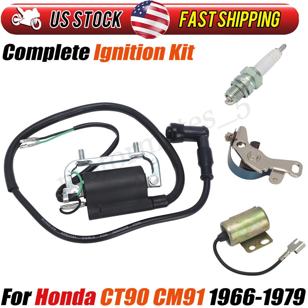 Complete Ignition Kit For Honda CT90 CM91 Trail 90 Coil Condenser Points Plug US Complete Ignition Kit For Honda CT90 CM91 Trail 90 Coil Condenser Points Plug US