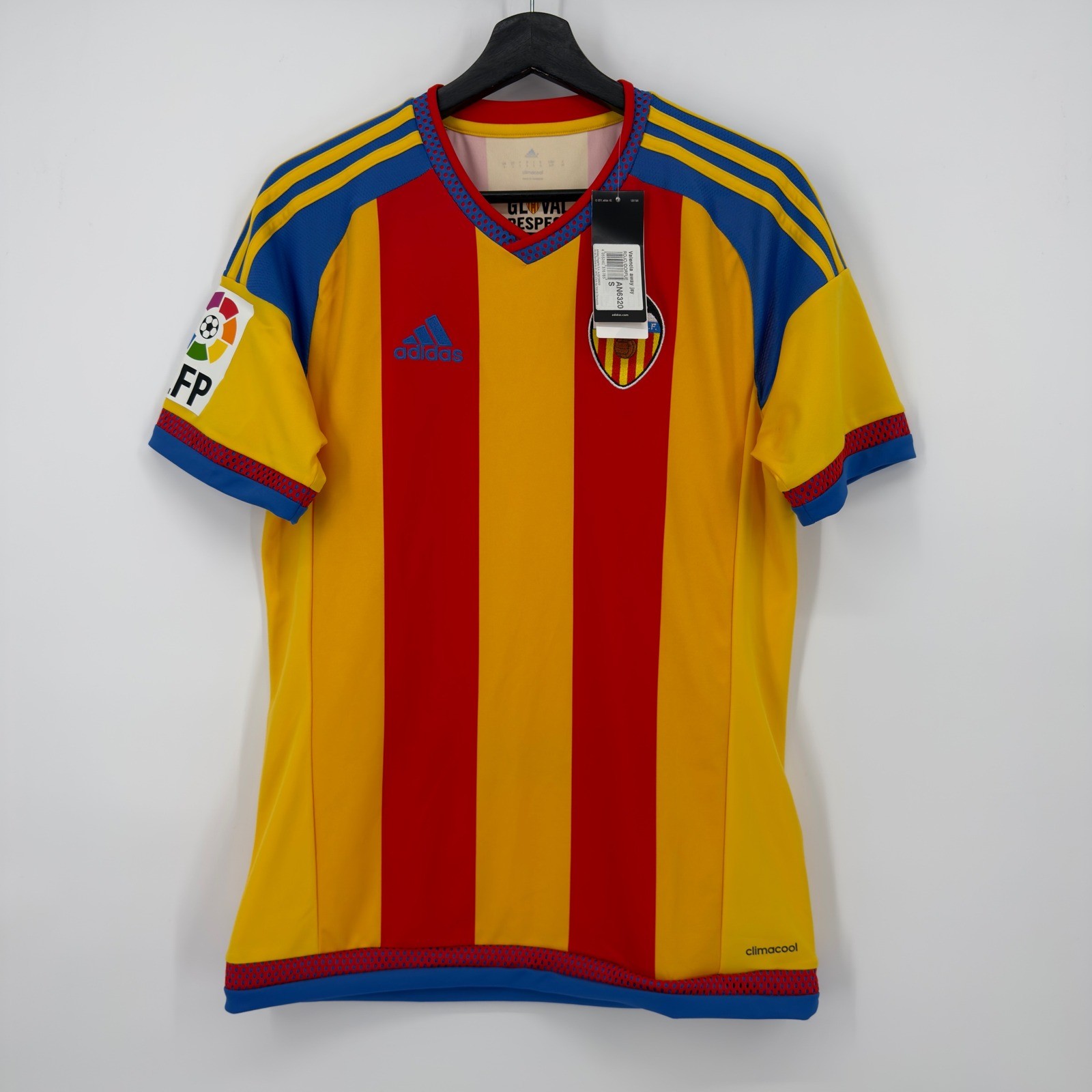NEW Adidas Valencia CF Soccer Away Jersey Small Gold Red Blue ClimaCool NWT